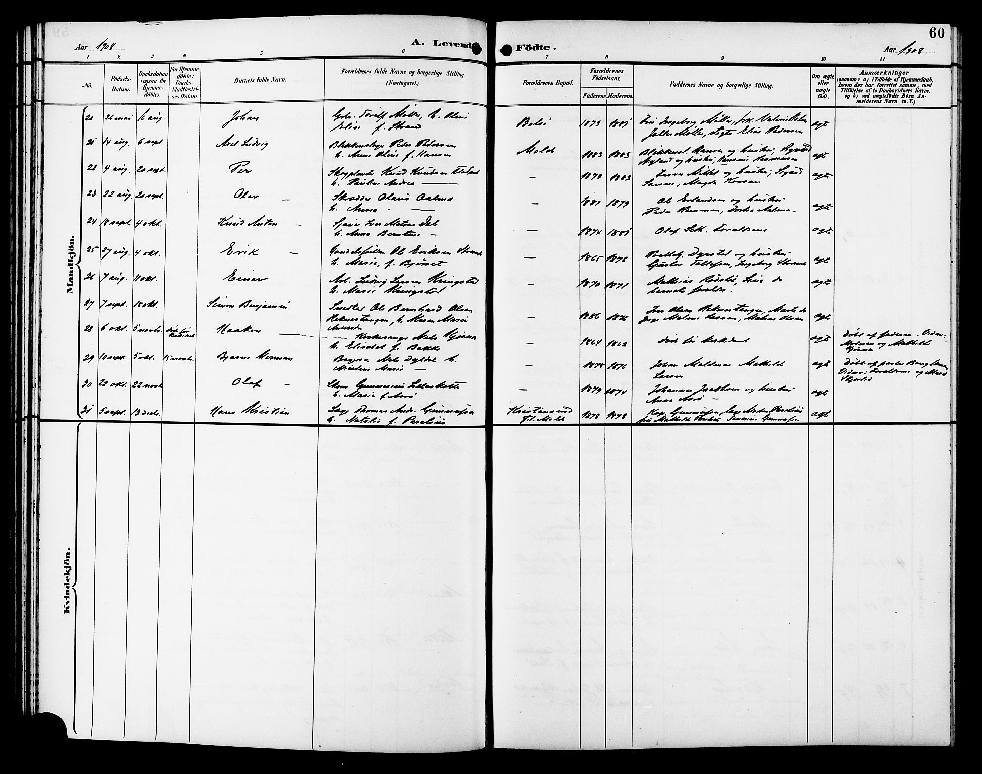 Ministerialprotokoller, klokkerbøker og fødselsregistre - Møre og Romsdal, AV/SAT-A-1454/558/L0702: Parish register (copy) no. 558C03, 1894-1915, p. 60