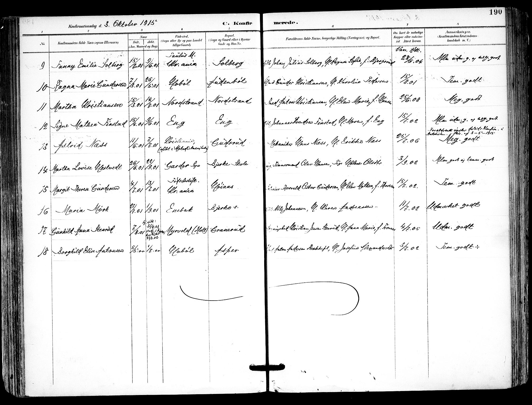 Kråkstad prestekontor Kirkebøker, AV/SAO-A-10125a/F/Fa/L0010: Parish register (official) no. I 10, 1893-1931, p. 190