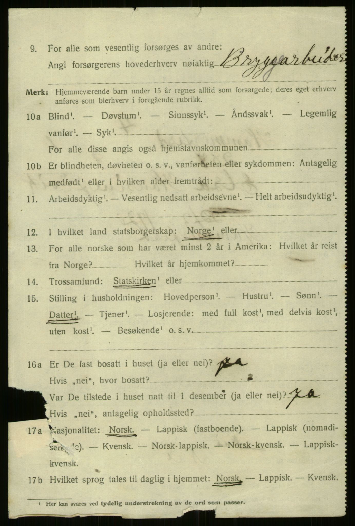 SATØ, 1920 census for Hammerfest, 1920, p. 6599