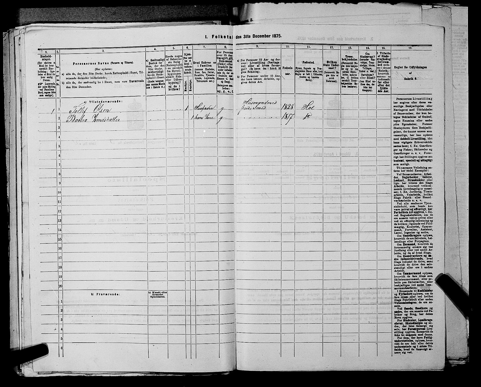 SAKO, 1875 census for 0620P Hol, 1875, p. 425