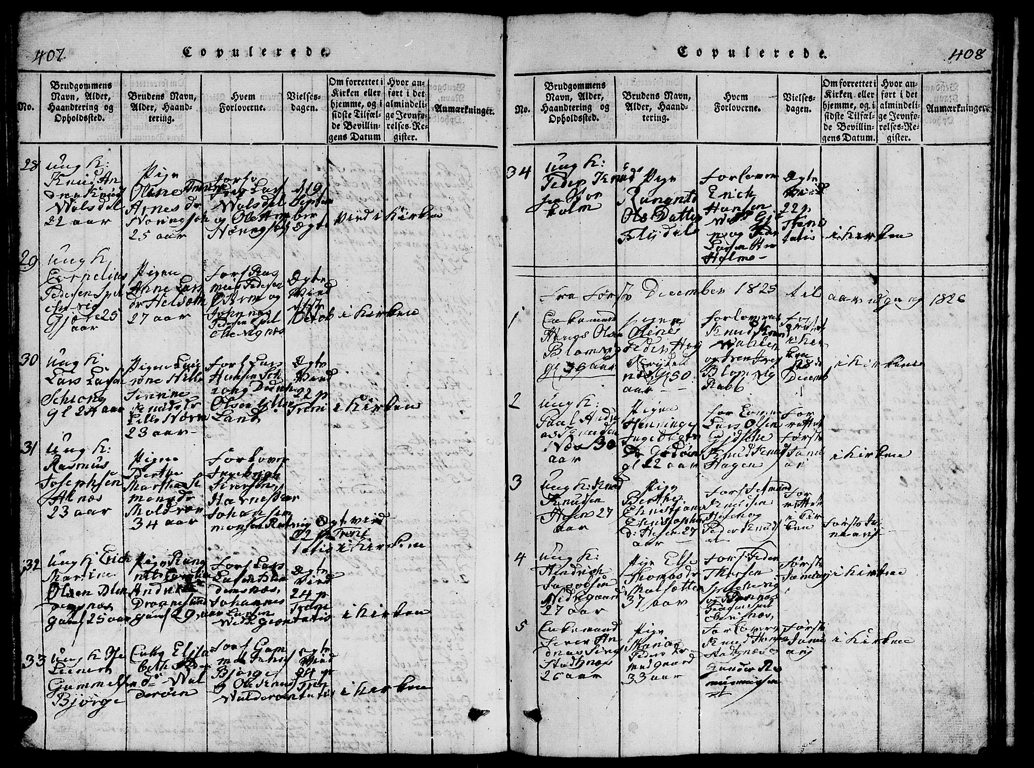 Ministerialprotokoller, klokkerbøker og fødselsregistre - Møre og Romsdal, AV/SAT-A-1454/528/L0423: Parish register (copy) no. 528C04, 1816-1827, p. 407-408