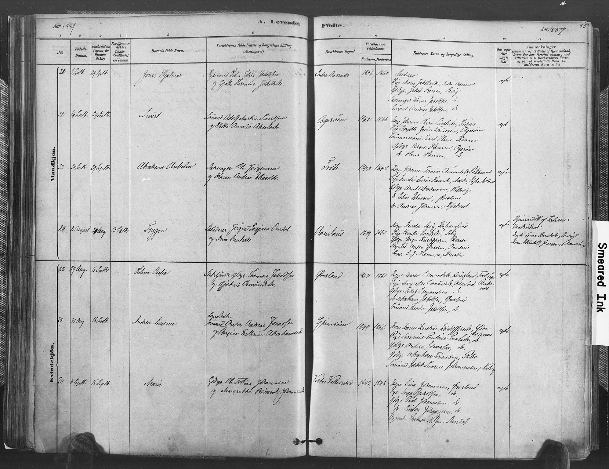 Høvåg sokneprestkontor, AV/SAK-1111-0025/F/Fa/L0005: Parish register (official) no. A 5, 1878-1893, p. 85