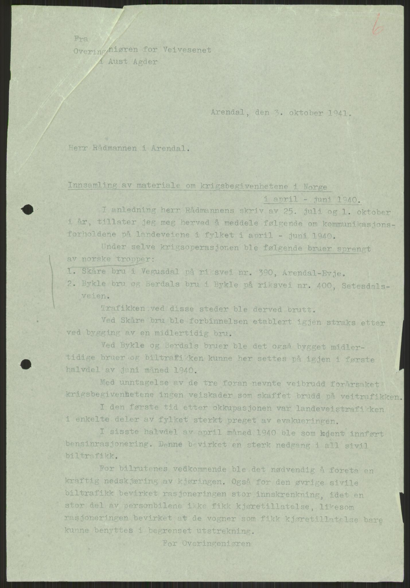 Forsvaret, Forsvarets krigshistoriske avdeling, AV/RA-RAFA-2017/Y/Ya/L0014: II-C-11-31 - Fylkesmenn.  Rapporter om krigsbegivenhetene 1940., 1940, p. 731