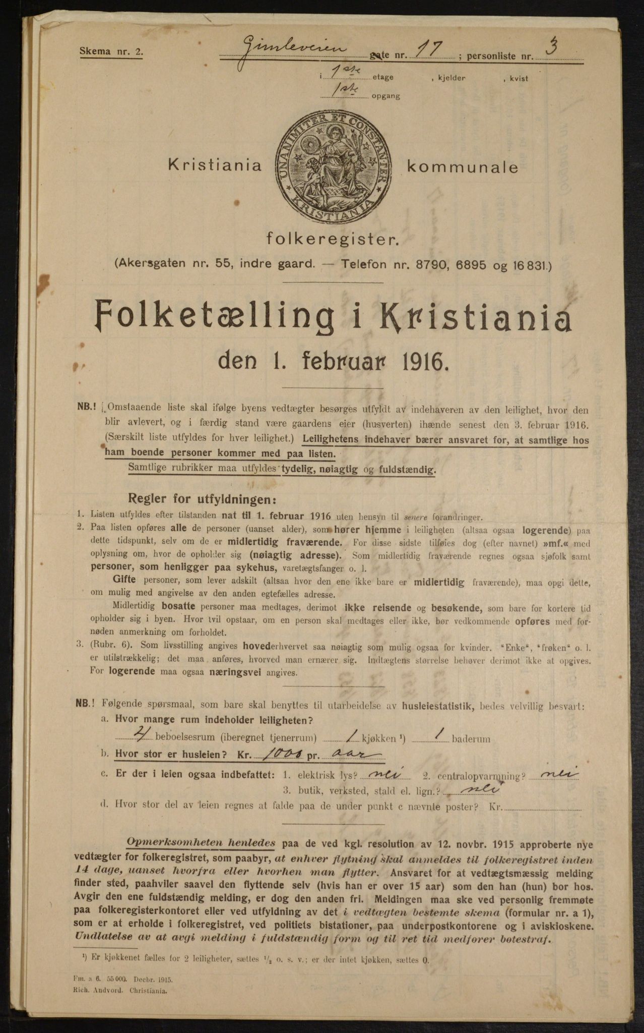 OBA, Municipal Census 1916 for Kristiania, 1916, p. 29761