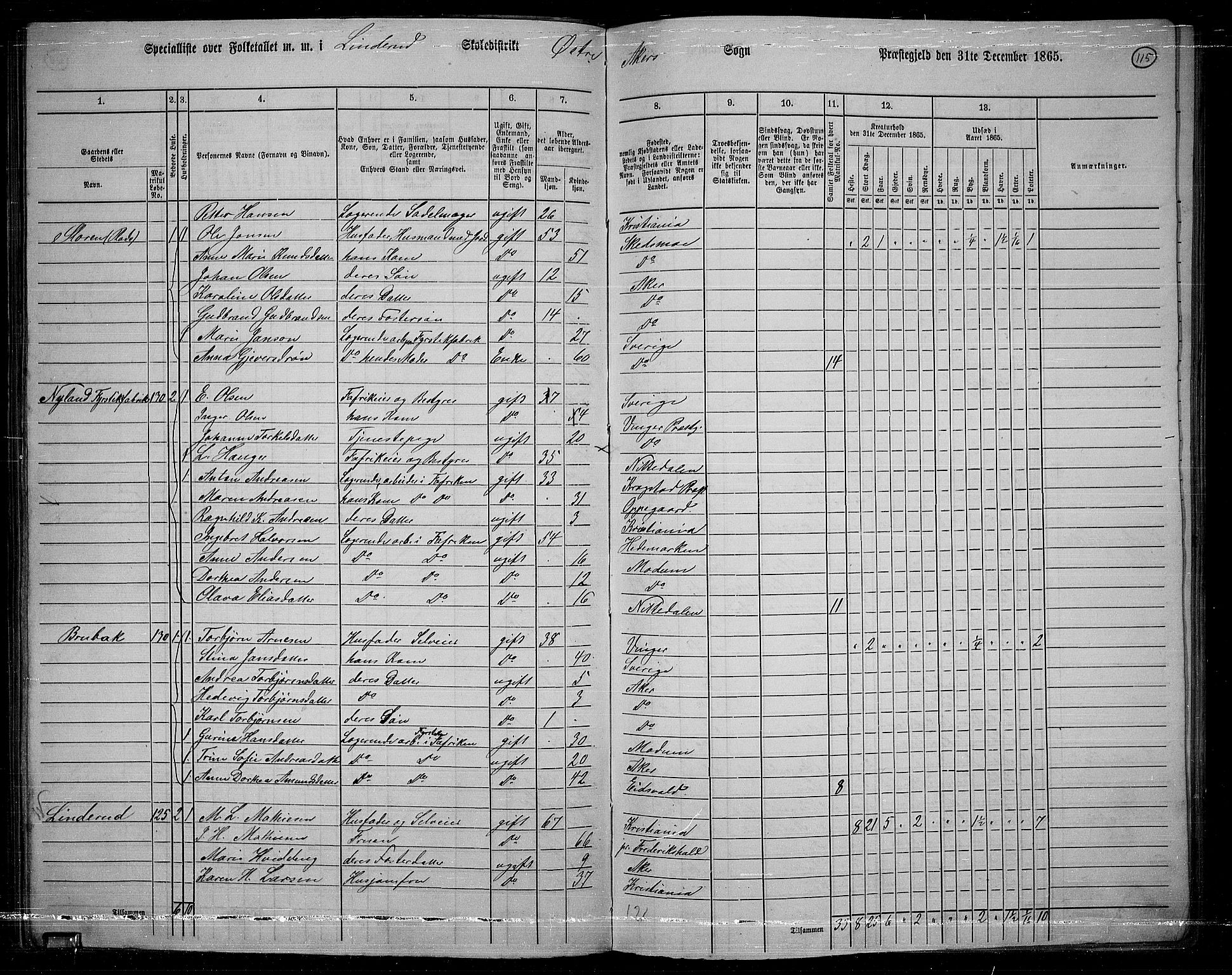 RA, 1865 census for Østre Aker, 1865, p. 108