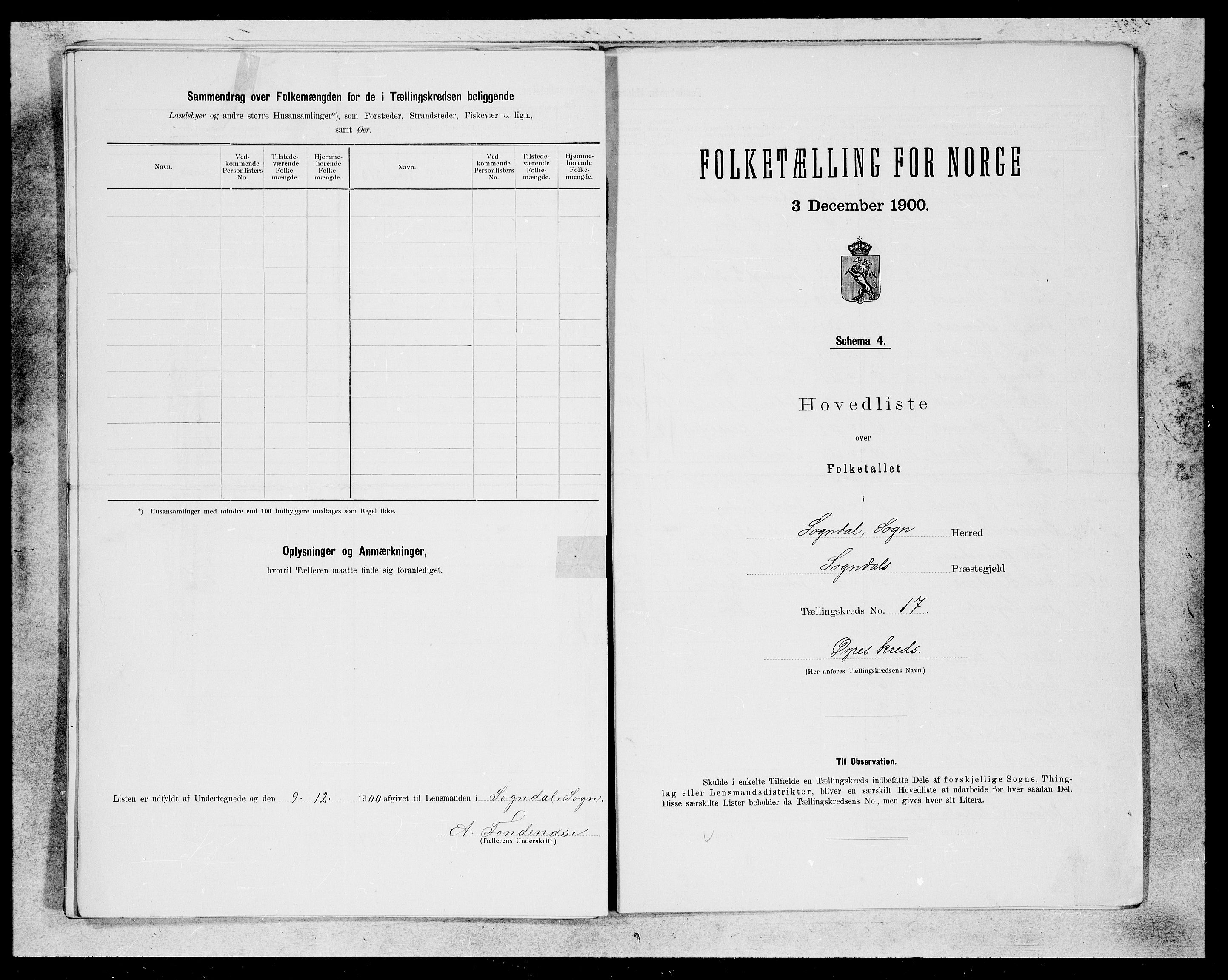 SAB, 1900 census for Sogndal, 1900, p. 34