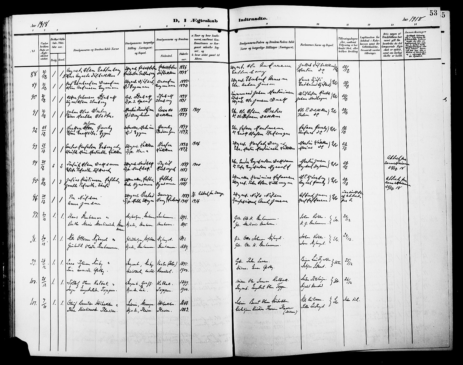 Elverum prestekontor, AV/SAH-PREST-044/H/Ha/Hab/L0009: Parish register (copy) no. 9, 1908-1921, p. 53