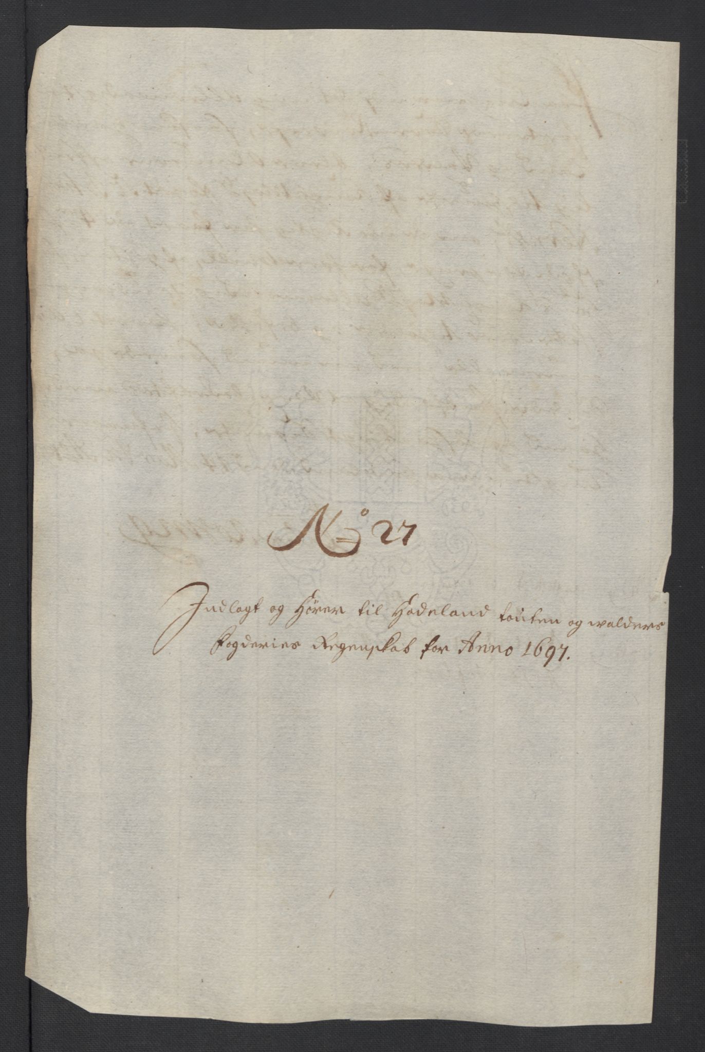 Rentekammeret inntil 1814, Reviderte regnskaper, Fogderegnskap, AV/RA-EA-4092/R18/L1295: Fogderegnskap Hadeland, Toten og Valdres, 1697, p. 281