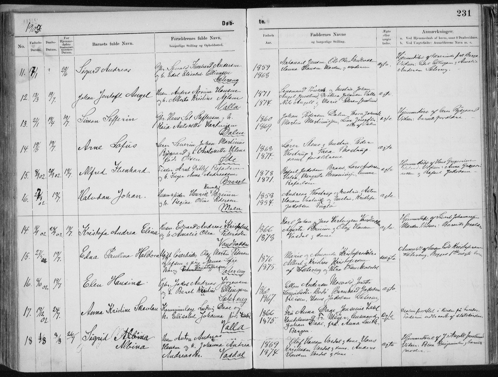 Ministerialprotokoller, klokkerbøker og fødselsregistre - Nordland, AV/SAT-A-1459/843/L0636: Parish register (copy) no. 843C05, 1884-1909, p. 231