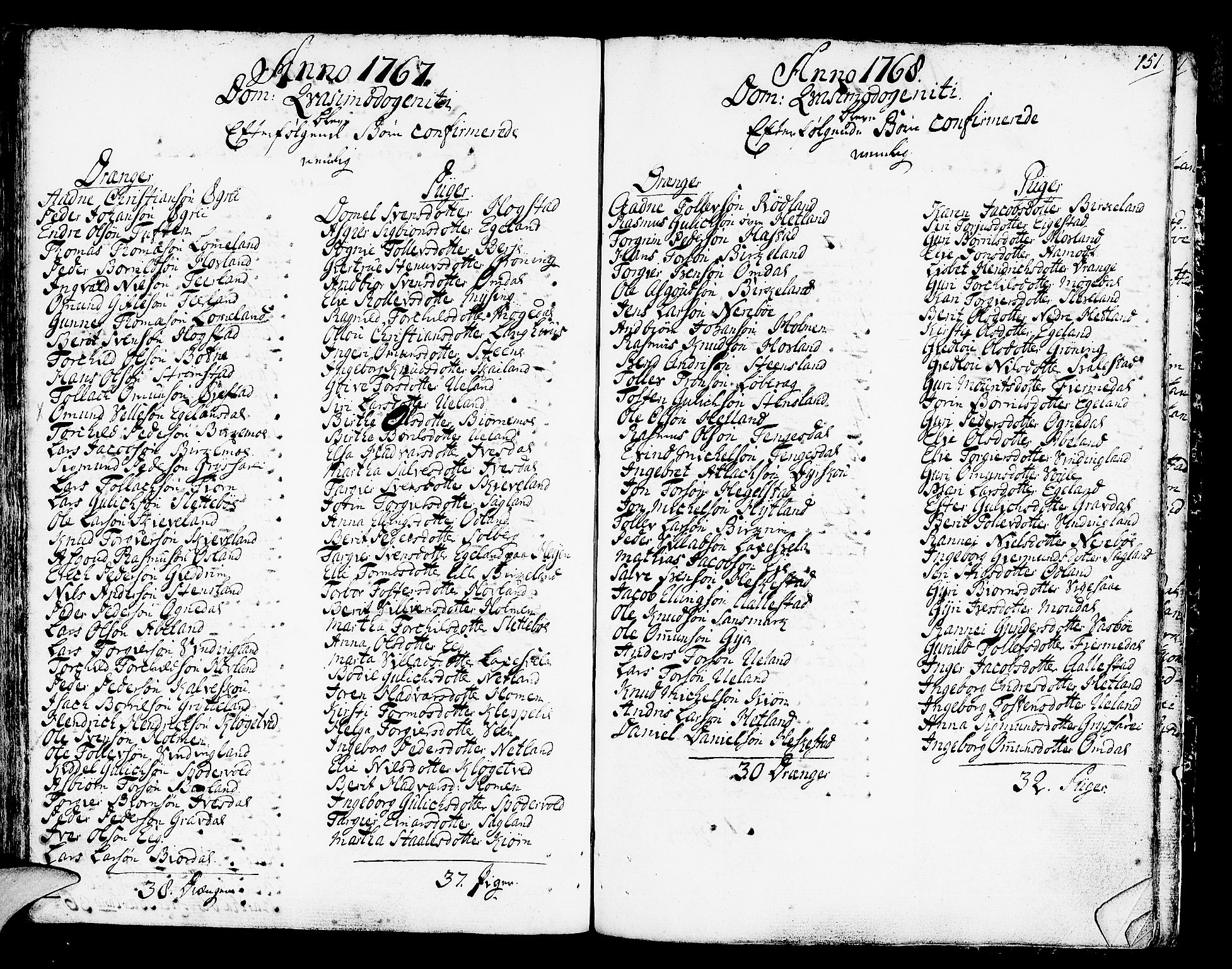 Helleland sokneprestkontor, SAST/A-101810: Parish register (official) no. A 2 /1, 1762-1791, p. 151