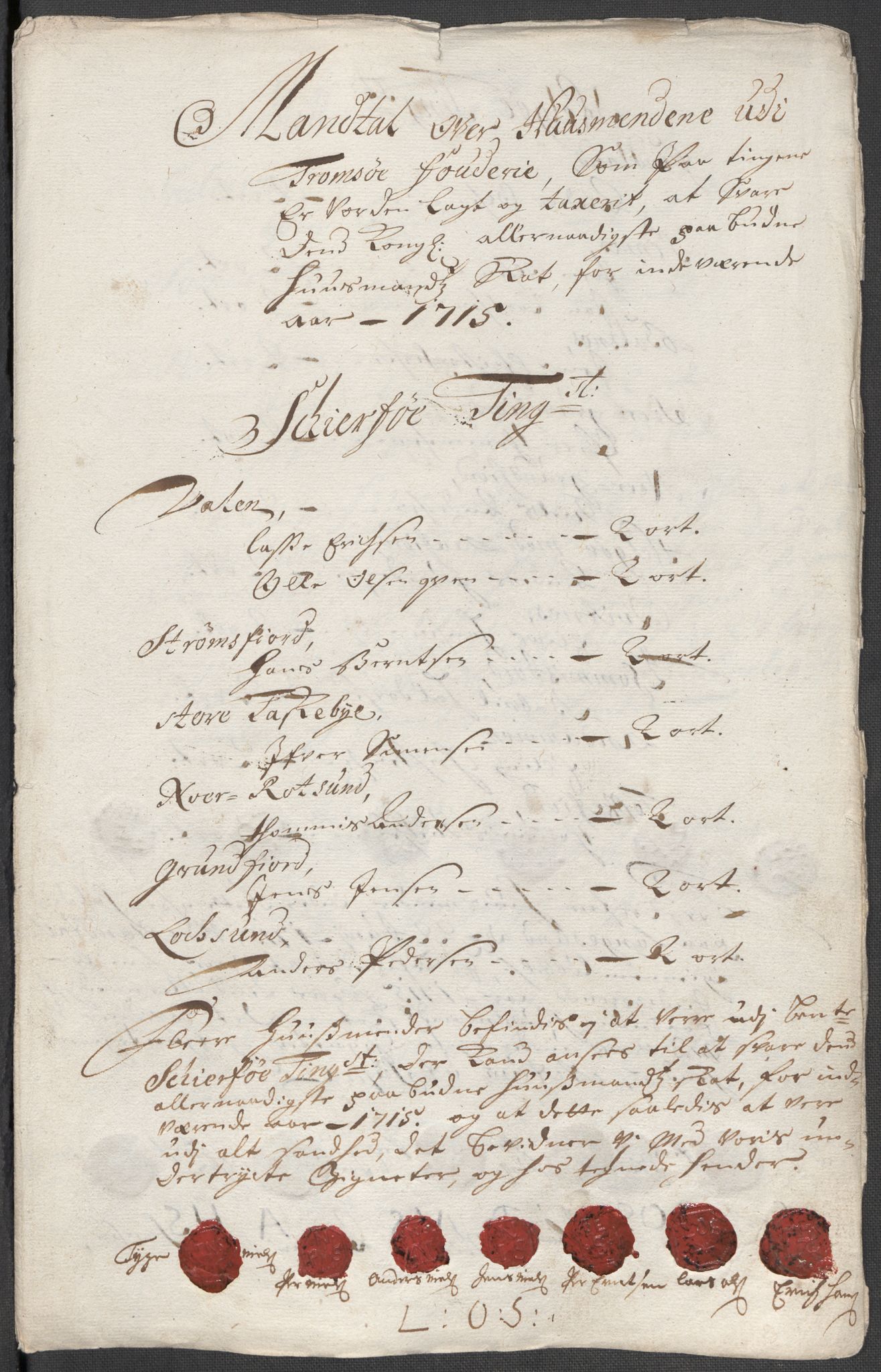 Rentekammeret inntil 1814, Reviderte regnskaper, Fogderegnskap, RA/EA-4092/R68/L4761: Fogderegnskap Senja og Troms, 1715, p. 91