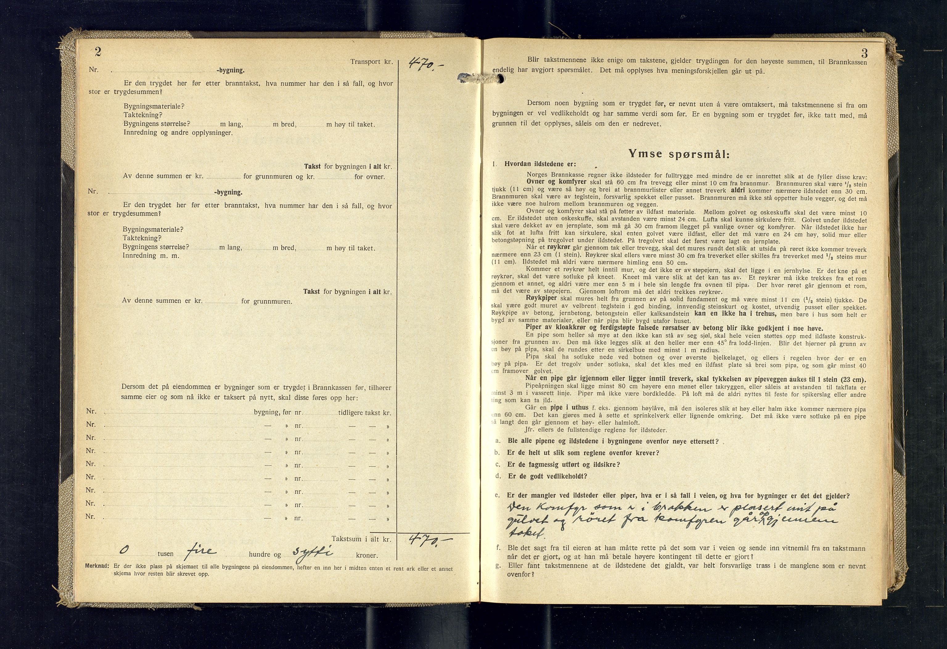 Harstad lensmannskontor, AV/SATØ-SATØ-10/F/Fr/Fra/L0624: Branntakstprotokoll (S), 1945-1954, p. 2-3