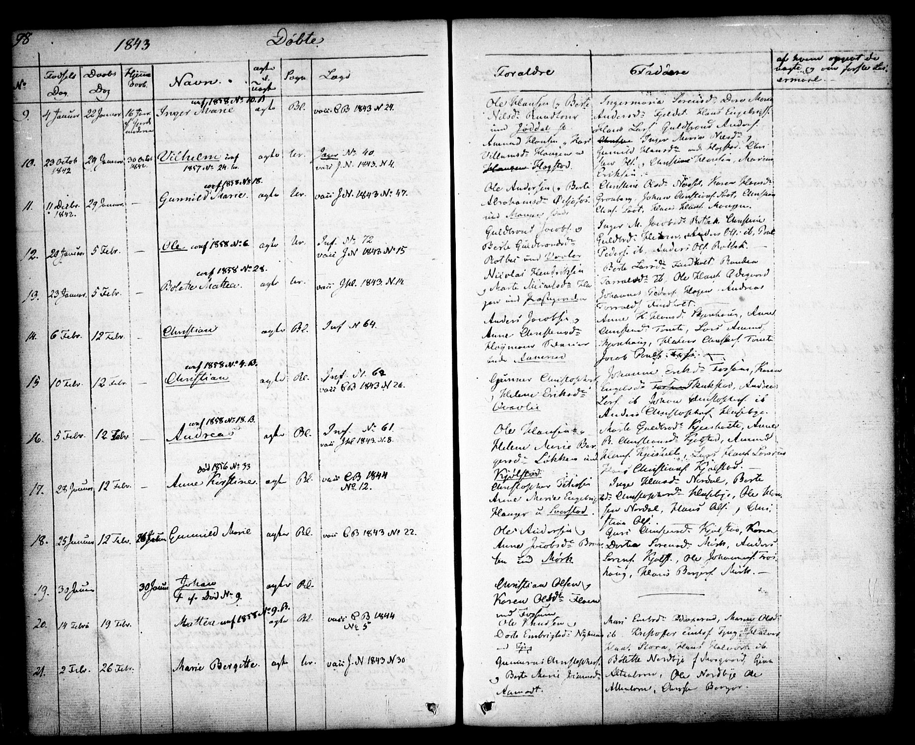 Aurskog prestekontor Kirkebøker, SAO/A-10304a/F/Fa/L0006: Parish register (official) no. I 6, 1829-1853, p. 98