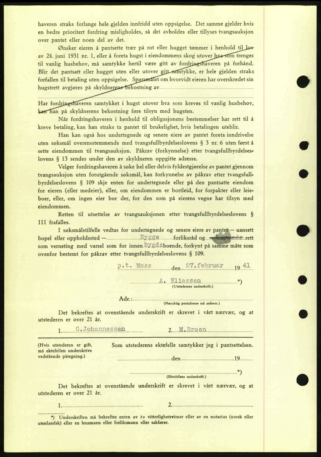 Moss sorenskriveri, SAO/A-10168: Mortgage book no. B10, 1940-1941, Diary no: : 398/1941