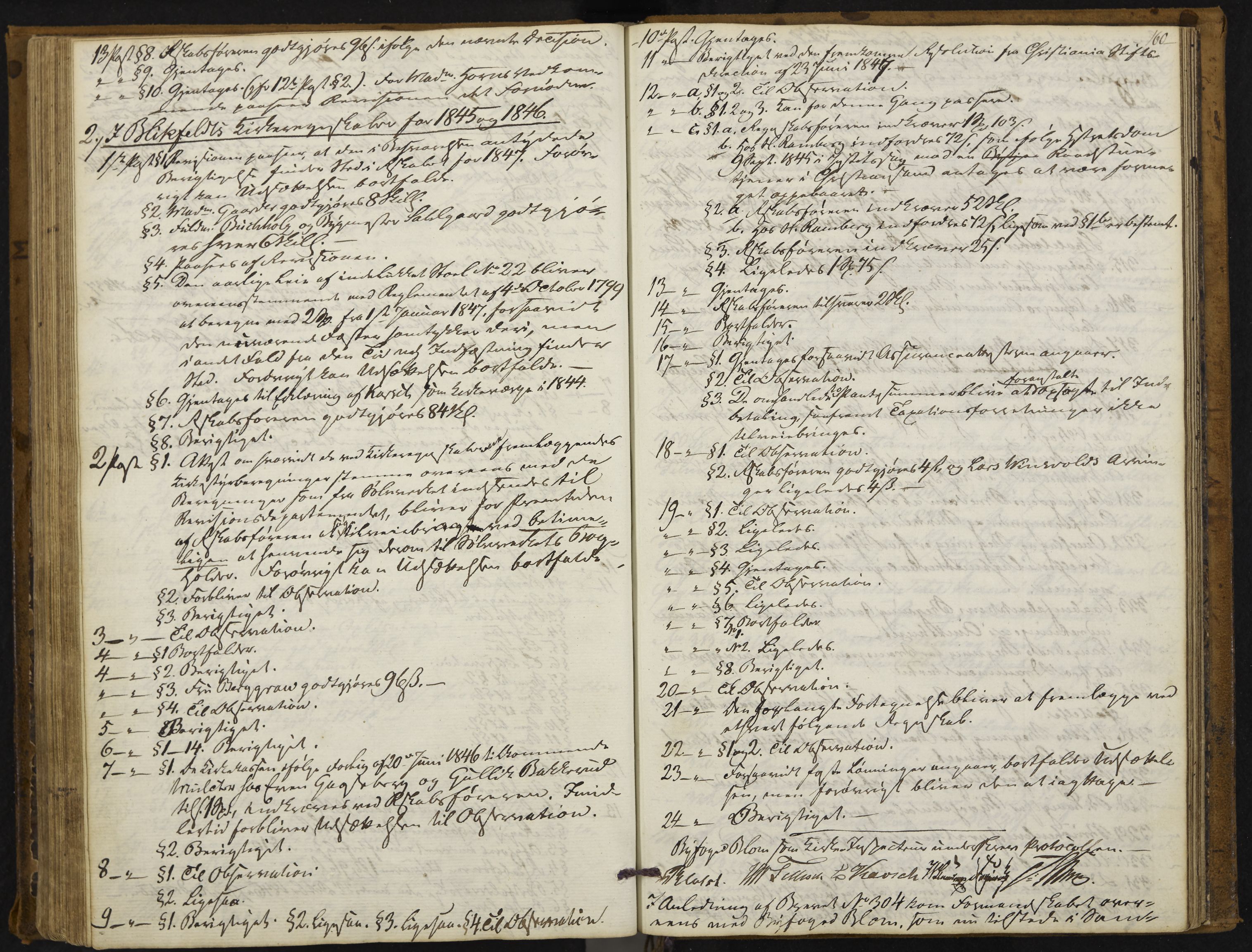 Kongsberg formannskap og sentraladministrasjon, IKAK/0604021-1/A/L0001: Møtebok med register, 1837-1849, p. 160