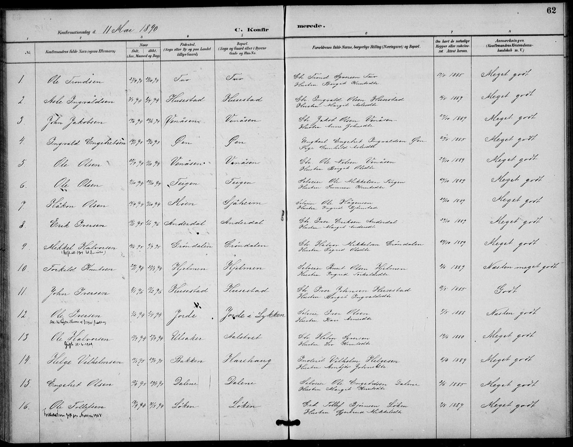 Gol kirkebøker, AV/SAKO-A-226/F/Fb/L0001: Parish register (official) no. II 1, 1887-1900, p. 62