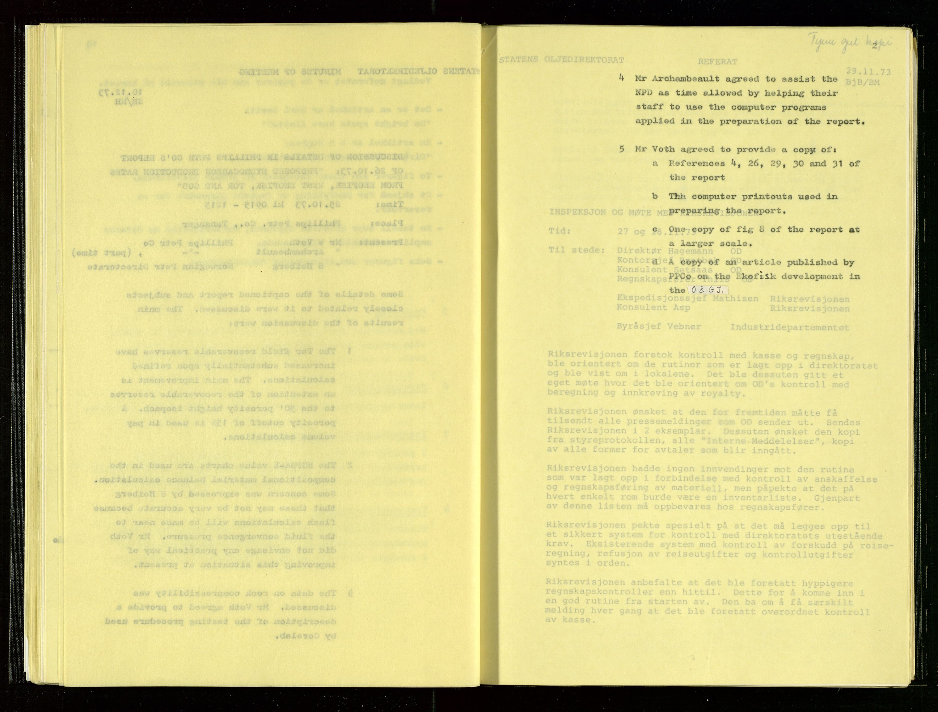 Oljedirektoratet, AV/SAST-A-101366/Aa/L0001: Referatprotokoller, 1973