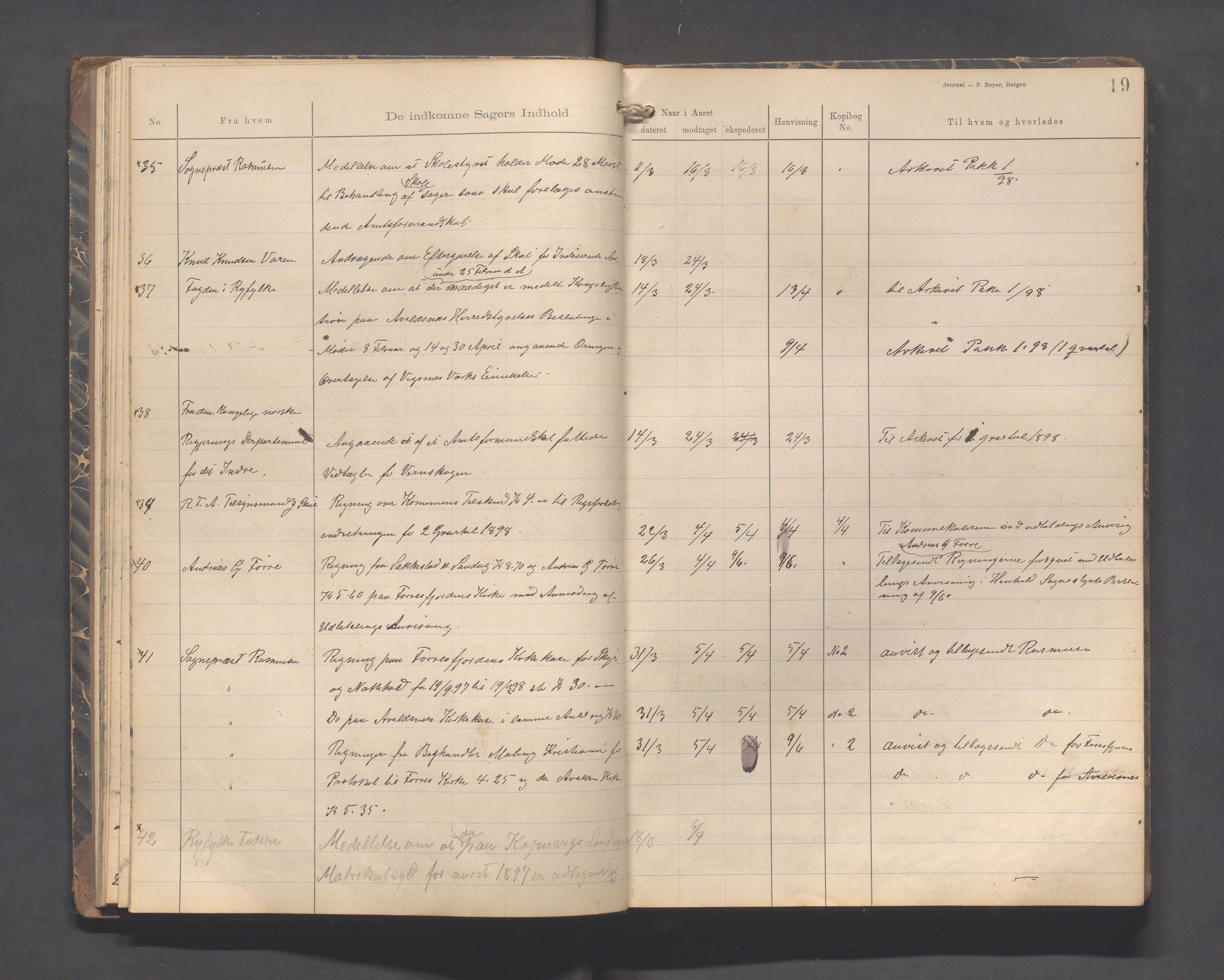 Avaldsnes kommune - Formannskapet, IKAR/K-101651/C/Ca/L0002: Journal, 1897-1904, p. 19