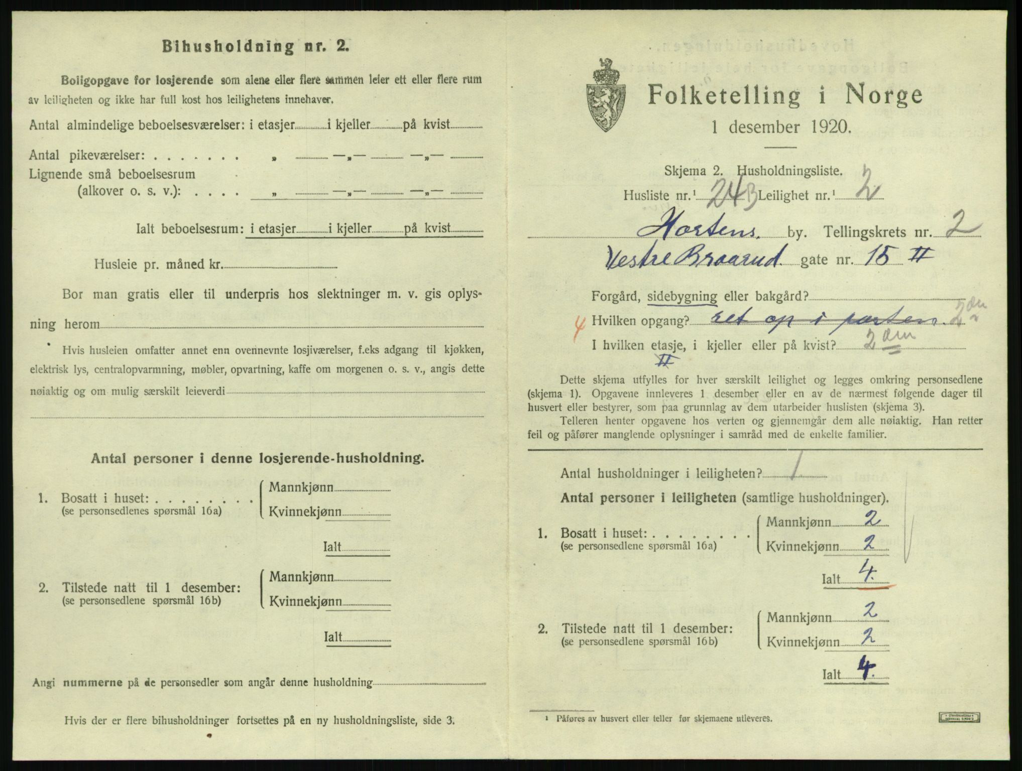 SAKO, 1920 census for Horten, 1920, p. 3381