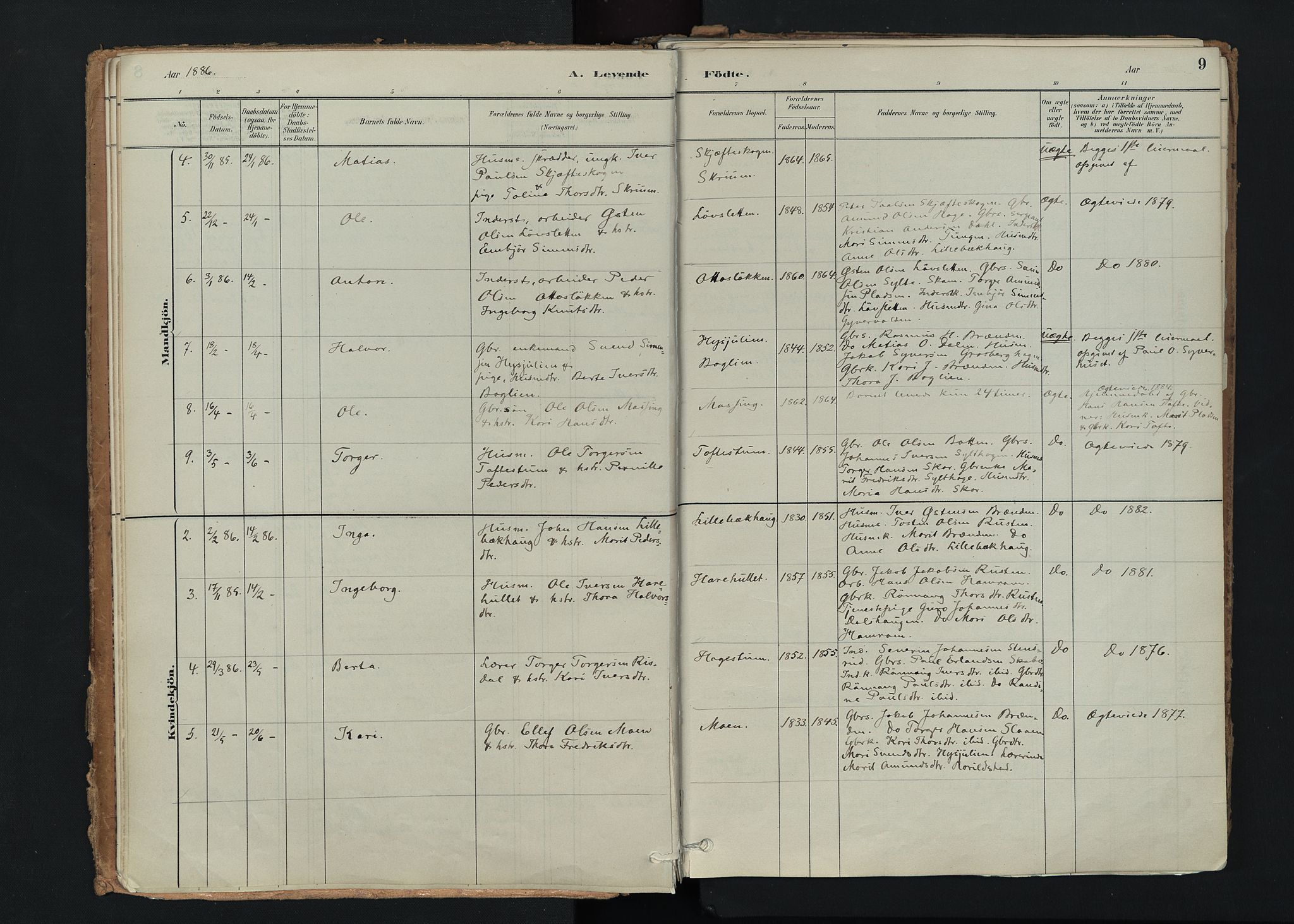 Nord-Fron prestekontor, AV/SAH-PREST-080/H/Ha/Haa/L0005: Parish register (official) no. 5, 1884-1914, p. 9