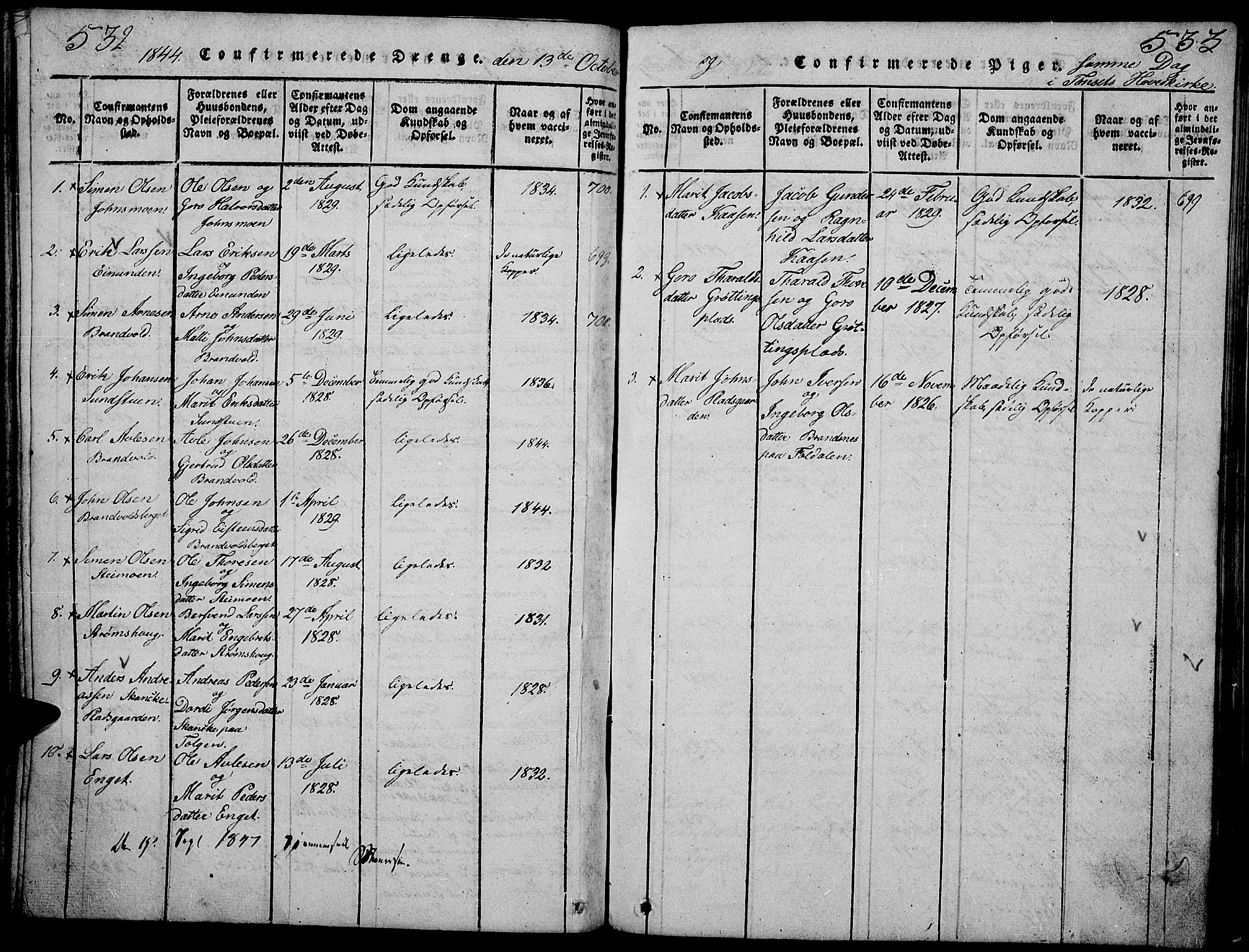 Tynset prestekontor, SAH/PREST-058/H/Ha/Hab/L0002: Parish register (copy) no. 2, 1814-1862, p. 532-533