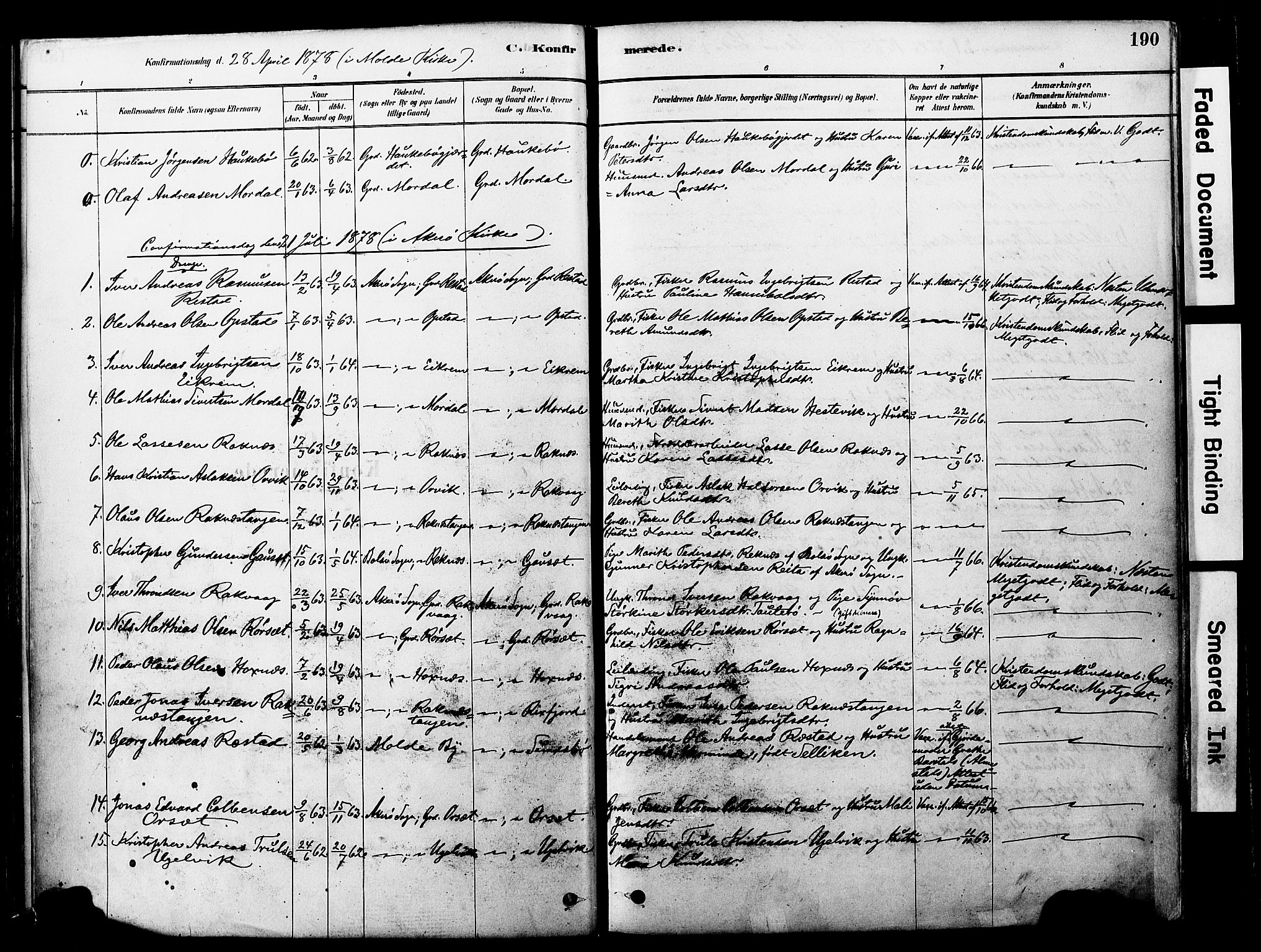 Ministerialprotokoller, klokkerbøker og fødselsregistre - Møre og Romsdal, SAT/A-1454/560/L0721: Parish register (official) no. 560A05, 1878-1917, p. 190