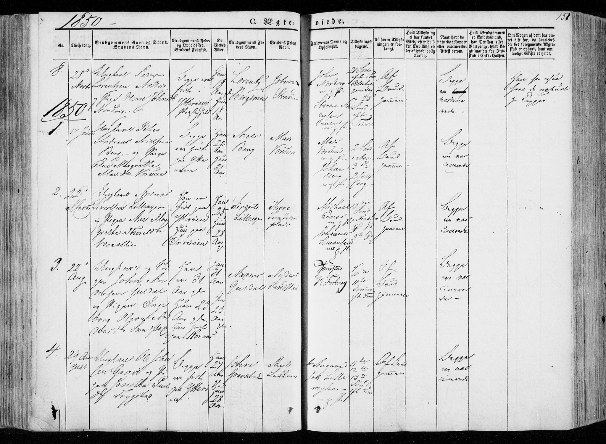 Ministerialprotokoller, klokkerbøker og fødselsregistre - Nord-Trøndelag, AV/SAT-A-1458/722/L0218: Parish register (official) no. 722A05, 1843-1868, p. 151