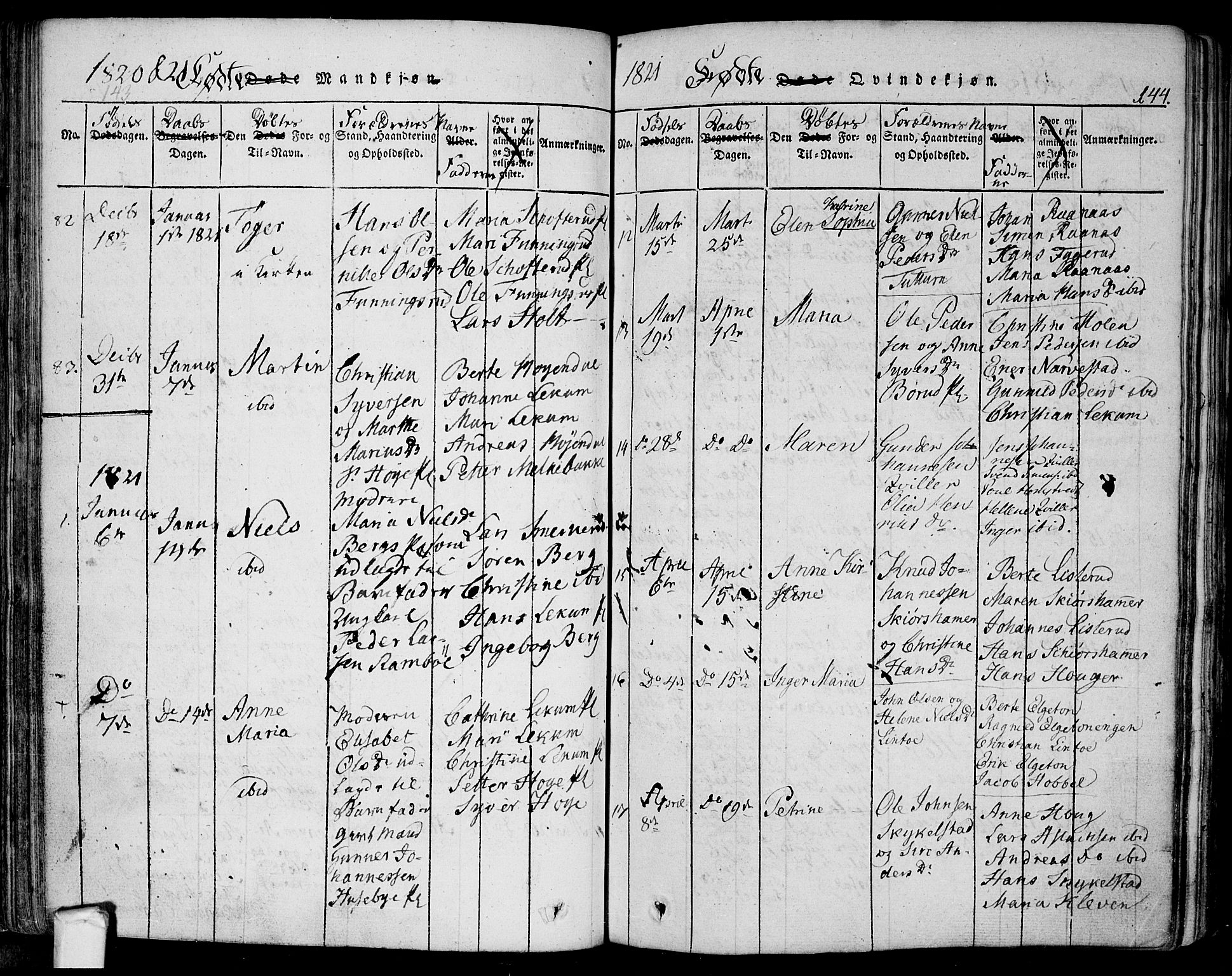 Eidsberg prestekontor Kirkebøker, AV/SAO-A-10905/F/Fa/L0007: Parish register (official) no. I 7, 1814-1832, p. 144