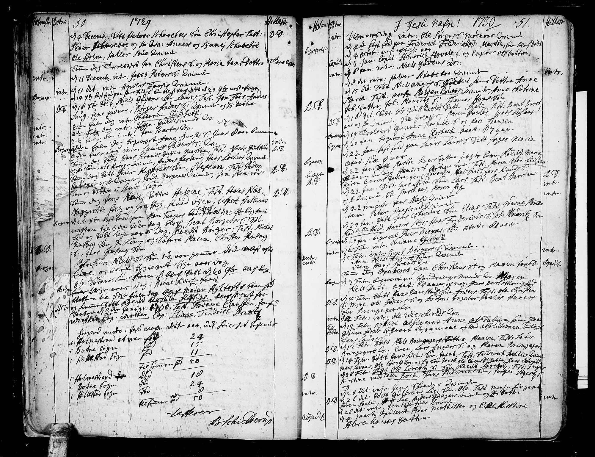 Botne kirkebøker, SAKO/A-340/F/Fa/L0001a: Parish register (official) no. I 1A, 1707-1778, p. 50-51