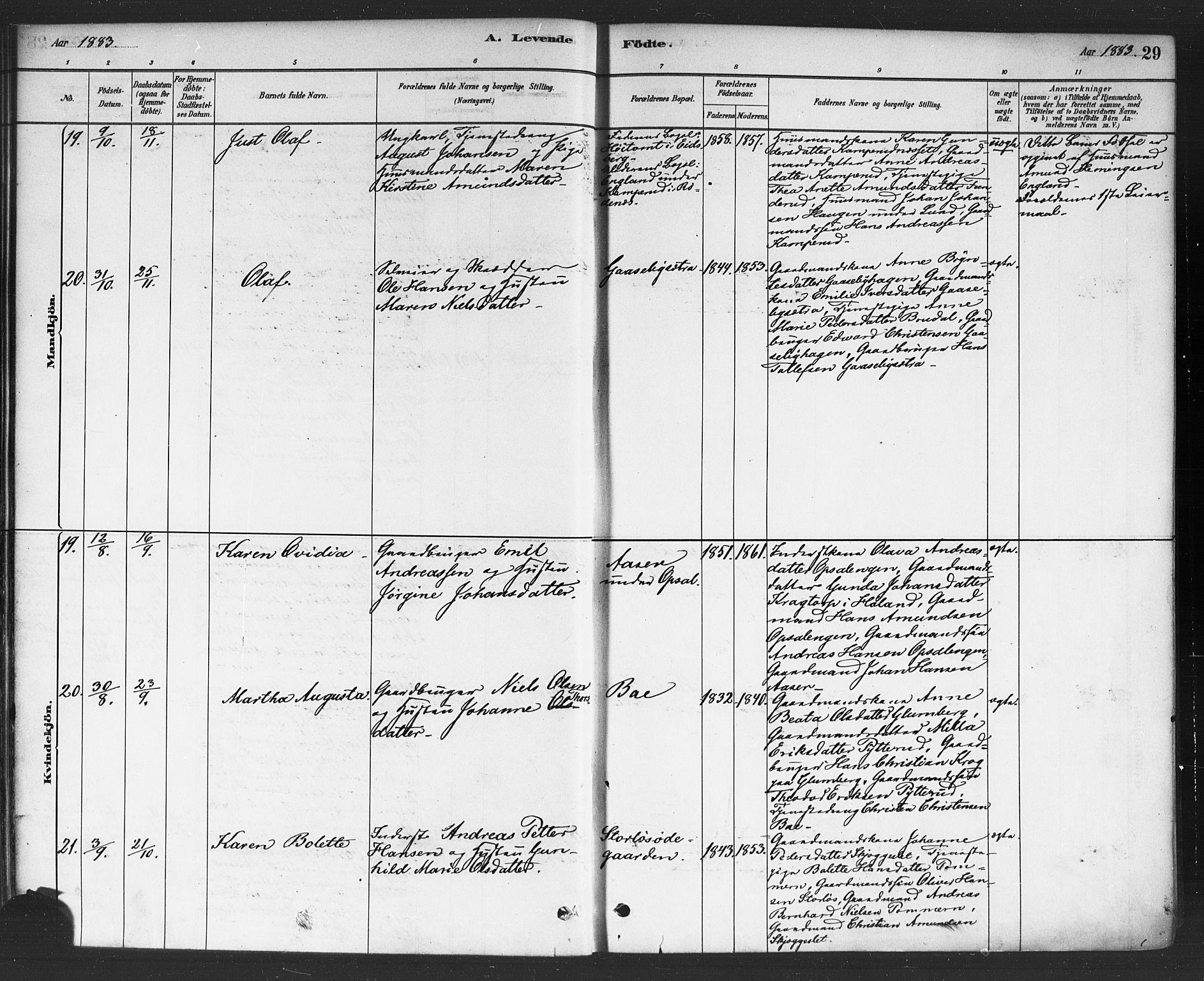 Rødenes prestekontor Kirkebøker, AV/SAO-A-2005/F/Fa/L0009: Parish register (official) no. I 9, 1880-1889, p. 29