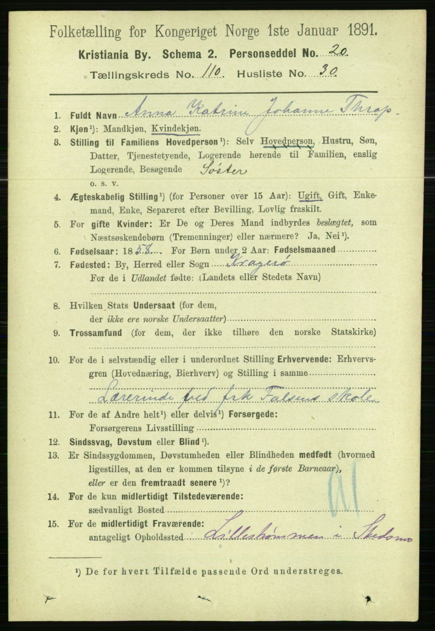 RA, 1891 census for 0301 Kristiania, 1891, p. 57816