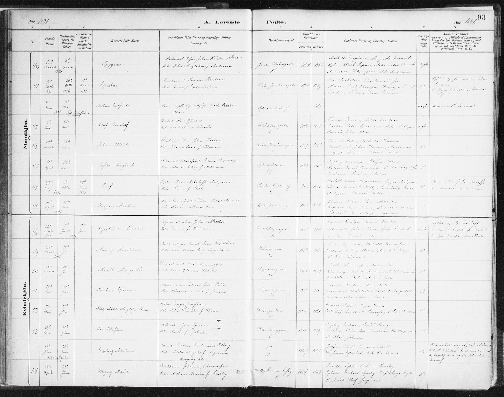 Johanneskirken sokneprestembete, AV/SAB-A-76001/H/Haa/L0001: Parish register (official) no. A 1, 1885-1900, p. 93
