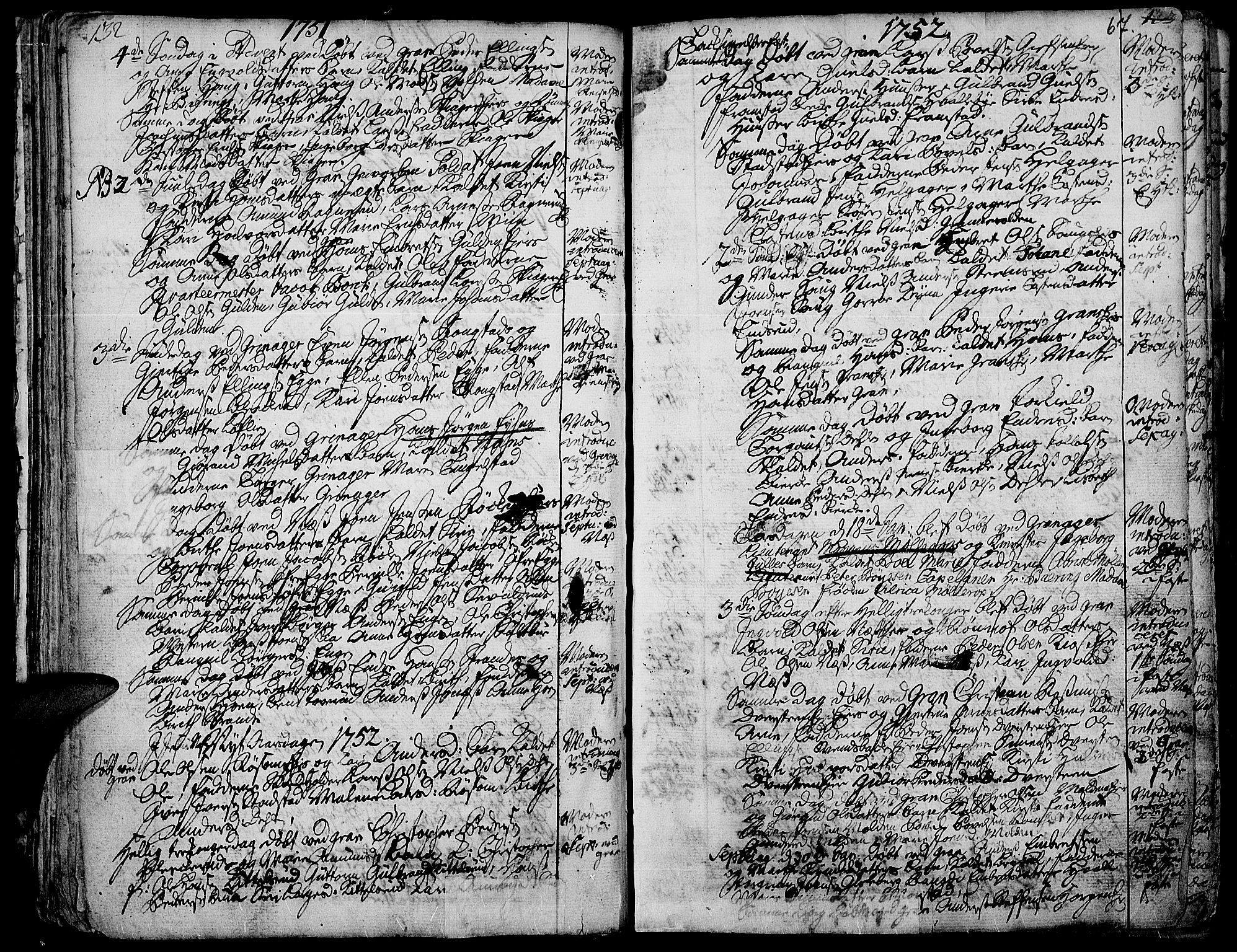 Gran prestekontor, SAH/PREST-112/H/Ha/Haa/L0003: Parish register (official) no. 3, 1745-1758, p. 67