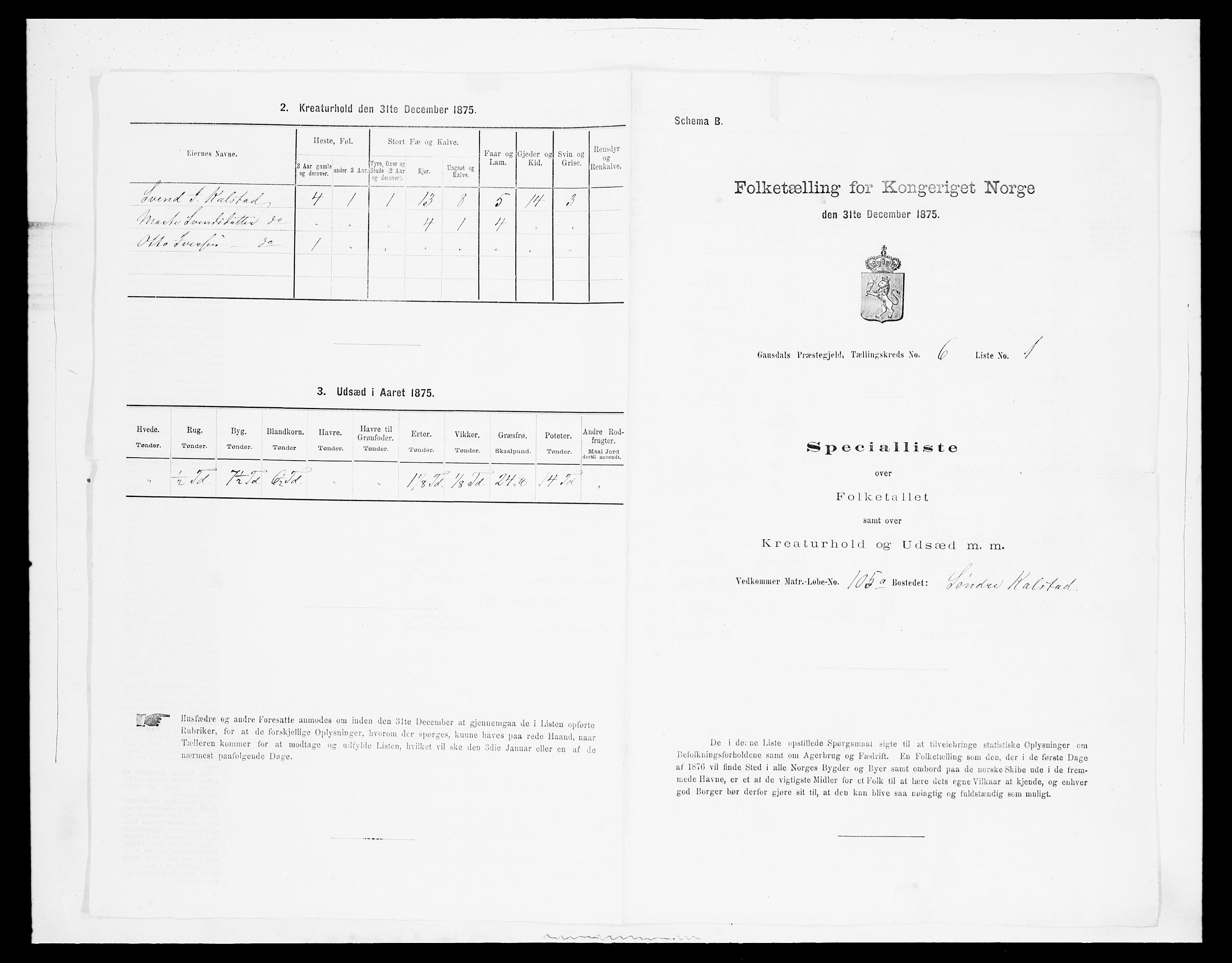 SAH, 1875 census for 0522P Gausdal, 1875, p. 1025