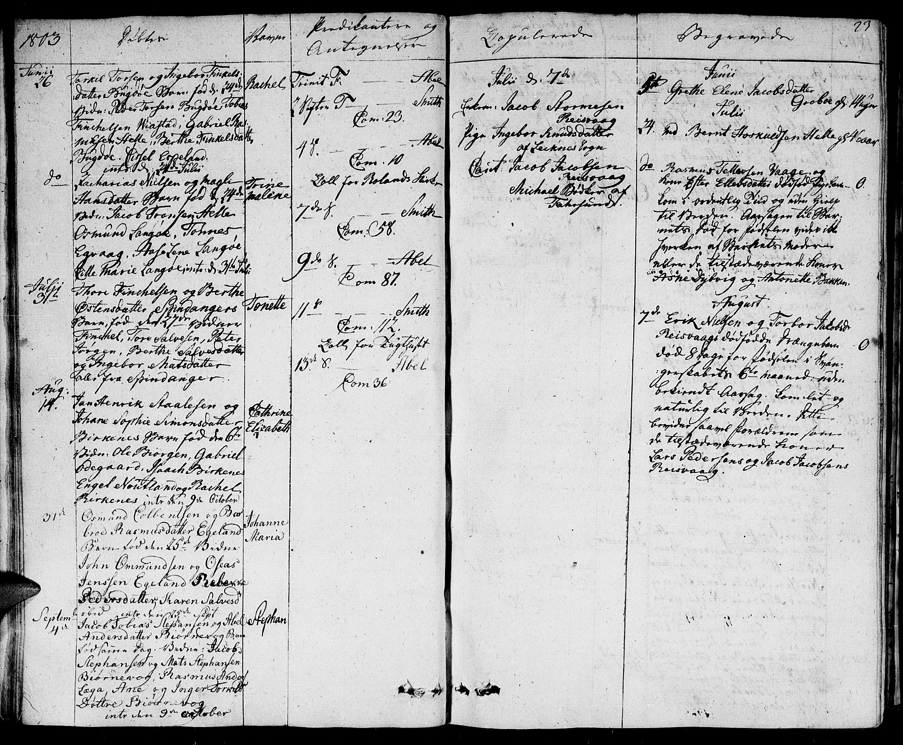 Herad sokneprestkontor, SAK/1111-0018/F/Fa/Fab/L0001: Parish register (official) no. A 1, 1797-1839, p. 23