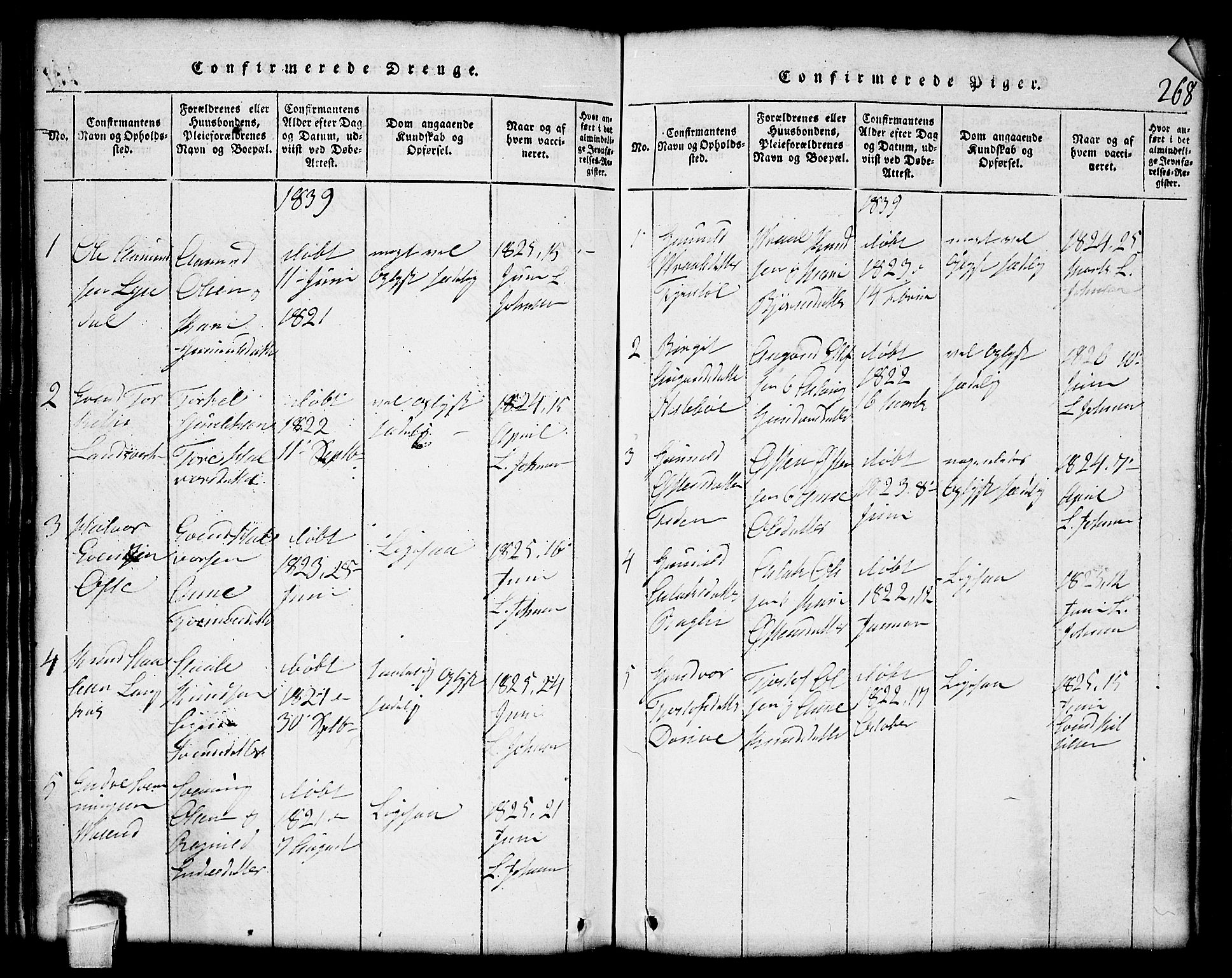 Lårdal kirkebøker, SAKO/A-284/G/Gc/L0001: Parish register (copy) no. III 1, 1815-1854, p. 268