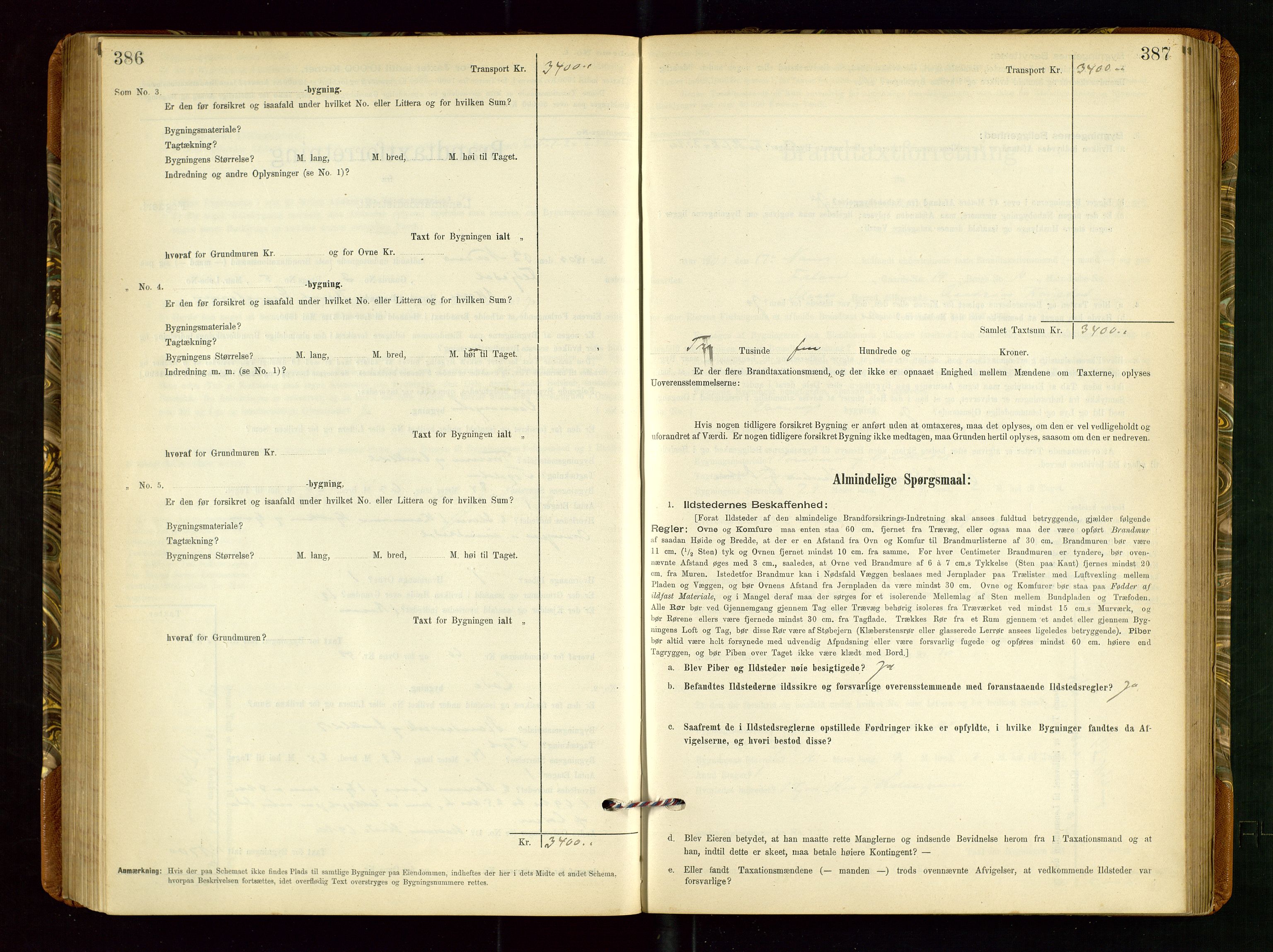 Torvestad lensmannskontor, AV/SAST-A-100307/1/Gob/L0002: "Brandtakstprotokol for Lensmanden i Torvestad", 1900-1905, p. 386-387