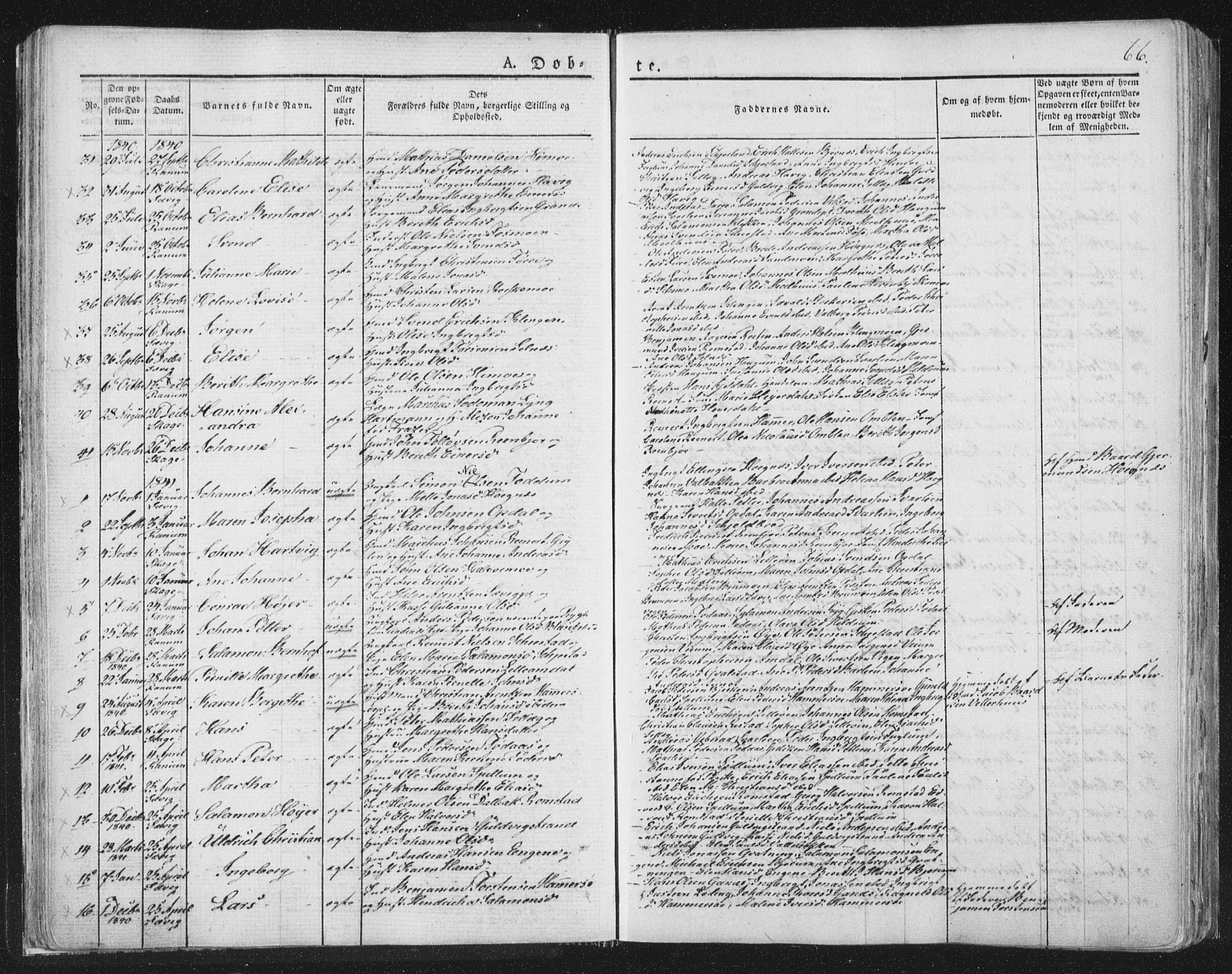Ministerialprotokoller, klokkerbøker og fødselsregistre - Nord-Trøndelag, SAT/A-1458/764/L0551: Parish register (official) no. 764A07a, 1824-1864, p. 66