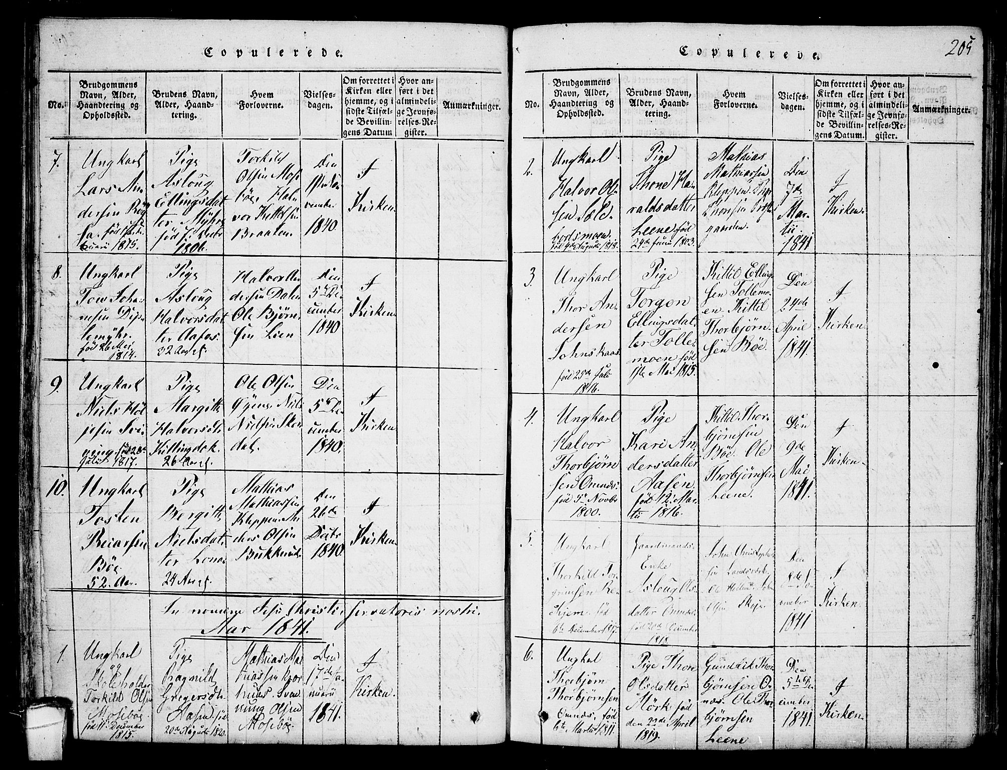 Hjartdal kirkebøker, SAKO/A-270/F/Fb/L0001: Parish register (official) no. II 1, 1815-1843, p. 205