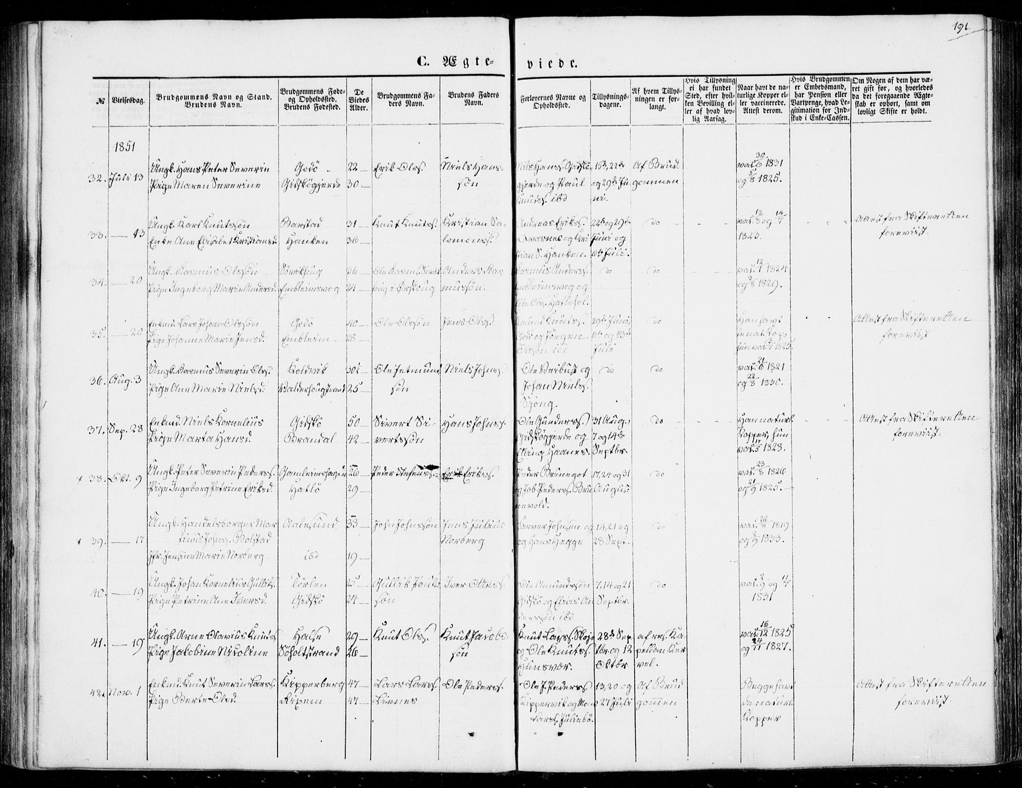 Ministerialprotokoller, klokkerbøker og fødselsregistre - Møre og Romsdal, SAT/A-1454/528/L0397: Parish register (official) no. 528A08, 1848-1858, p. 191