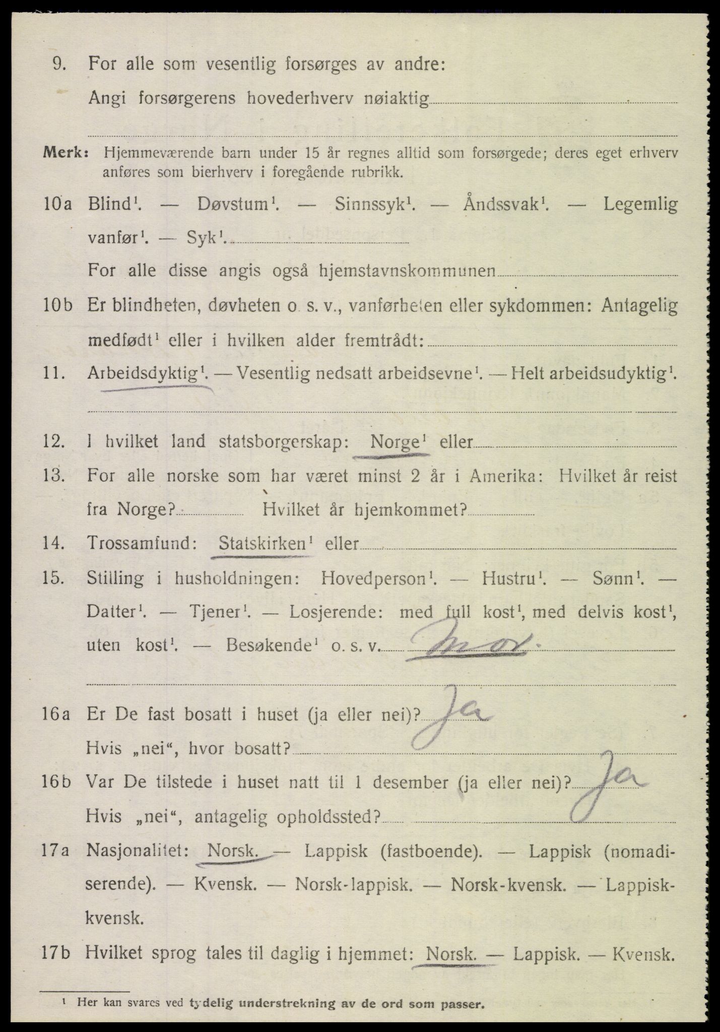 SAT, 1920 census for Steigen, 1920, p. 2745