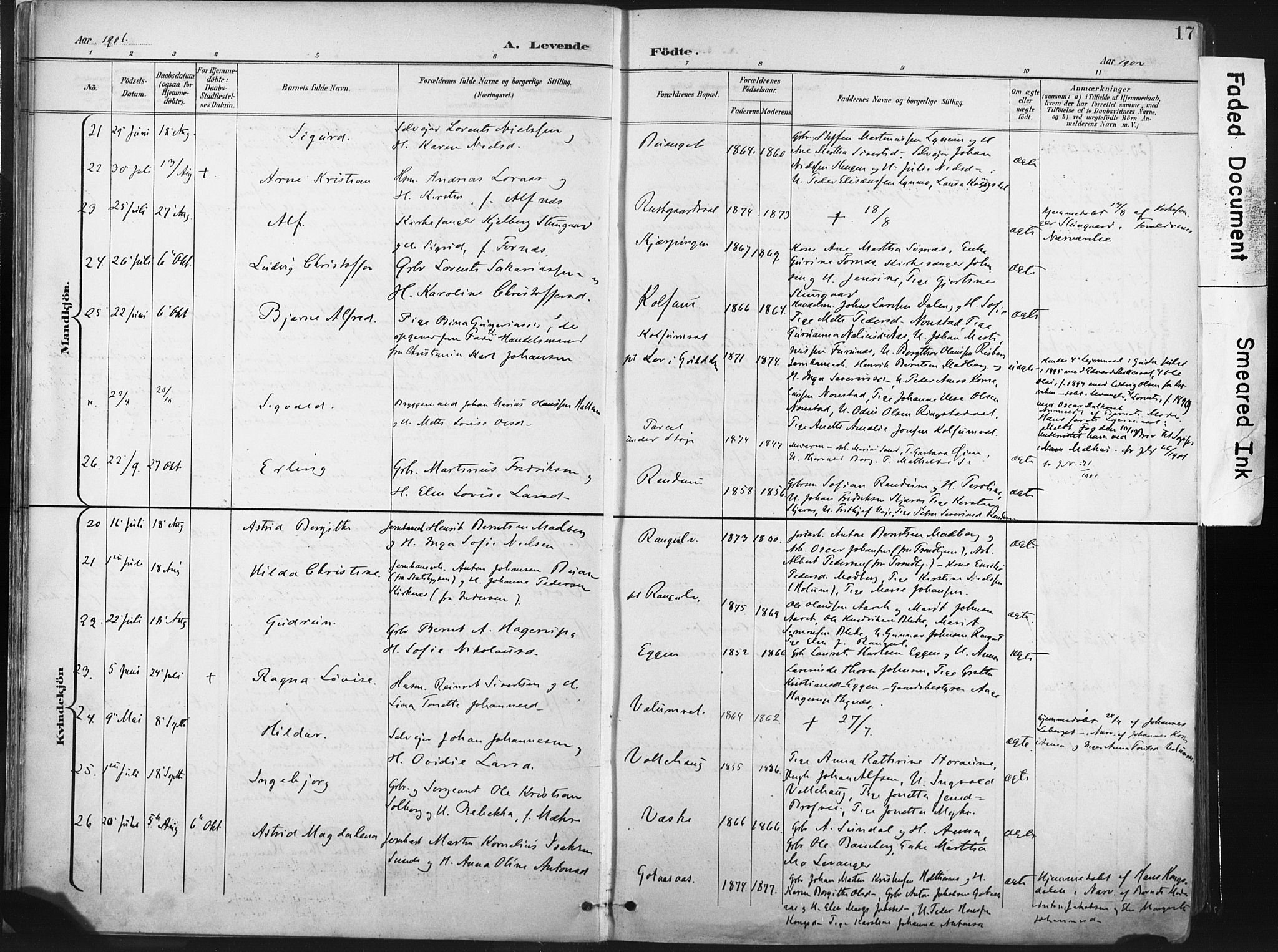 Ministerialprotokoller, klokkerbøker og fødselsregistre - Nord-Trøndelag, AV/SAT-A-1458/717/L0162: Parish register (official) no. 717A12, 1898-1923, p. 17