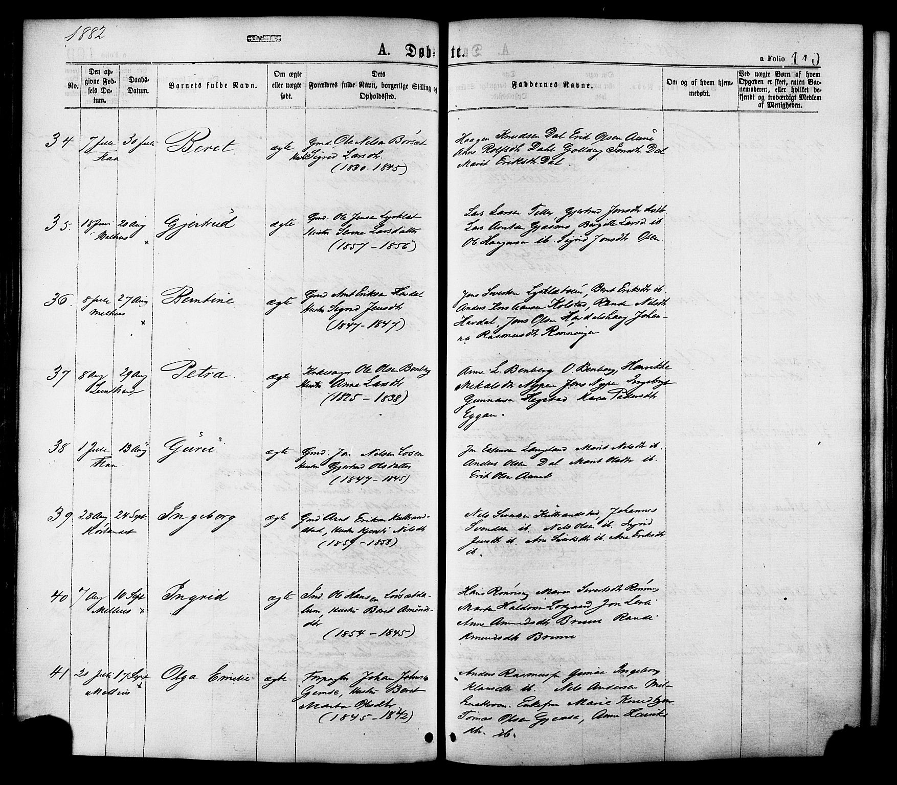 Ministerialprotokoller, klokkerbøker og fødselsregistre - Sør-Trøndelag, AV/SAT-A-1456/691/L1079: Parish register (official) no. 691A11, 1873-1886, p. 110