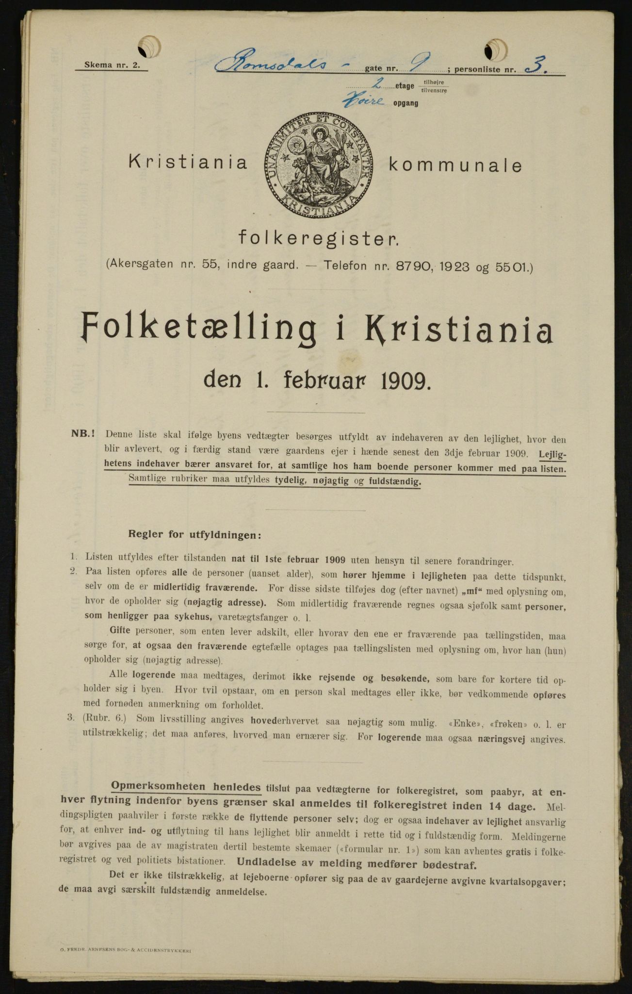 OBA, Municipal Census 1909 for Kristiania, 1909, p. 75548