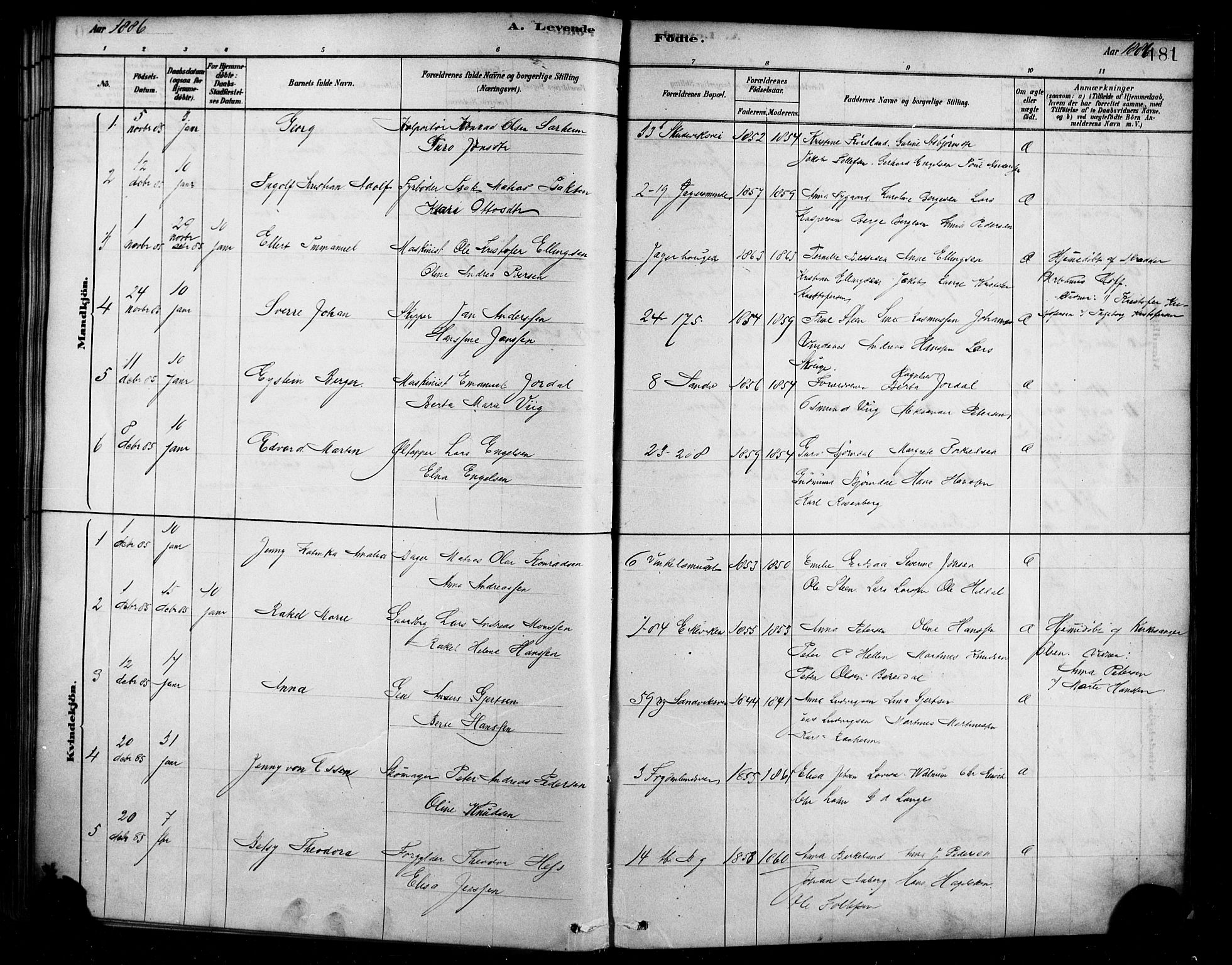 Sandviken Sokneprestembete, SAB/A-77601/H/Ha/L0004: Parish register (official) no. B 1, 1878-1891, p. 181