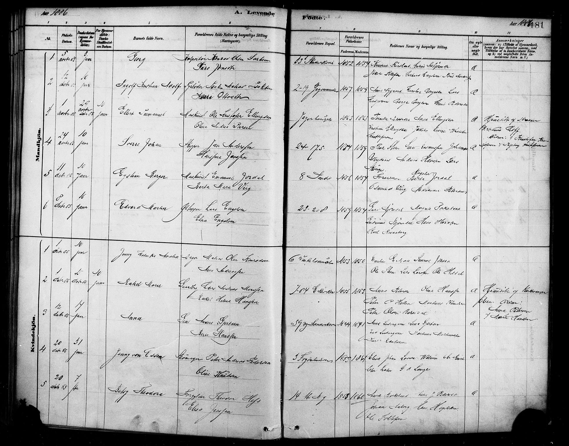 Sandviken Sokneprestembete, AV/SAB-A-77601/H/Ha/L0004: Parish register (official) no. B 1, 1878-1891, p. 181