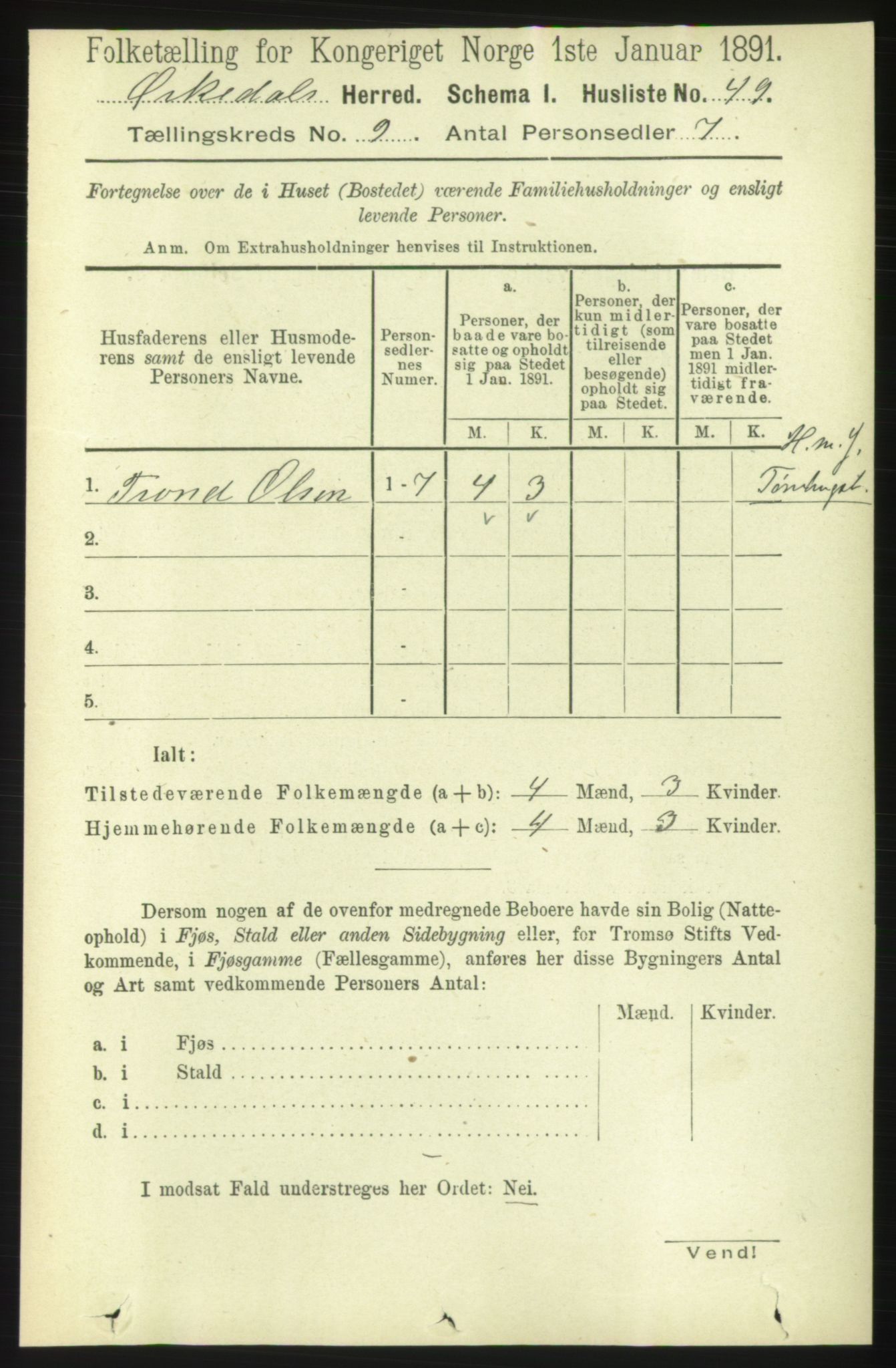 RA, 1891 census for 1638 Orkdal, 1891, p. 4266