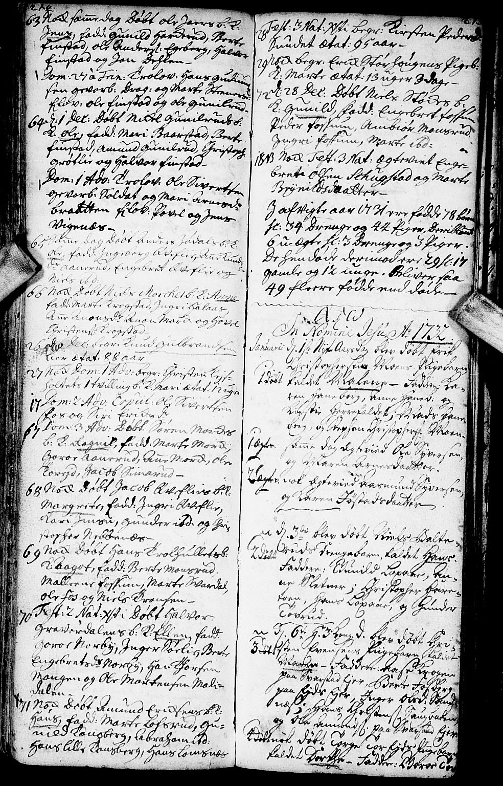 Aurskog prestekontor Kirkebøker, AV/SAO-A-10304a/F/Fa/L0001: Parish register (official) no. I 1, 1707-1735, p. 214-215