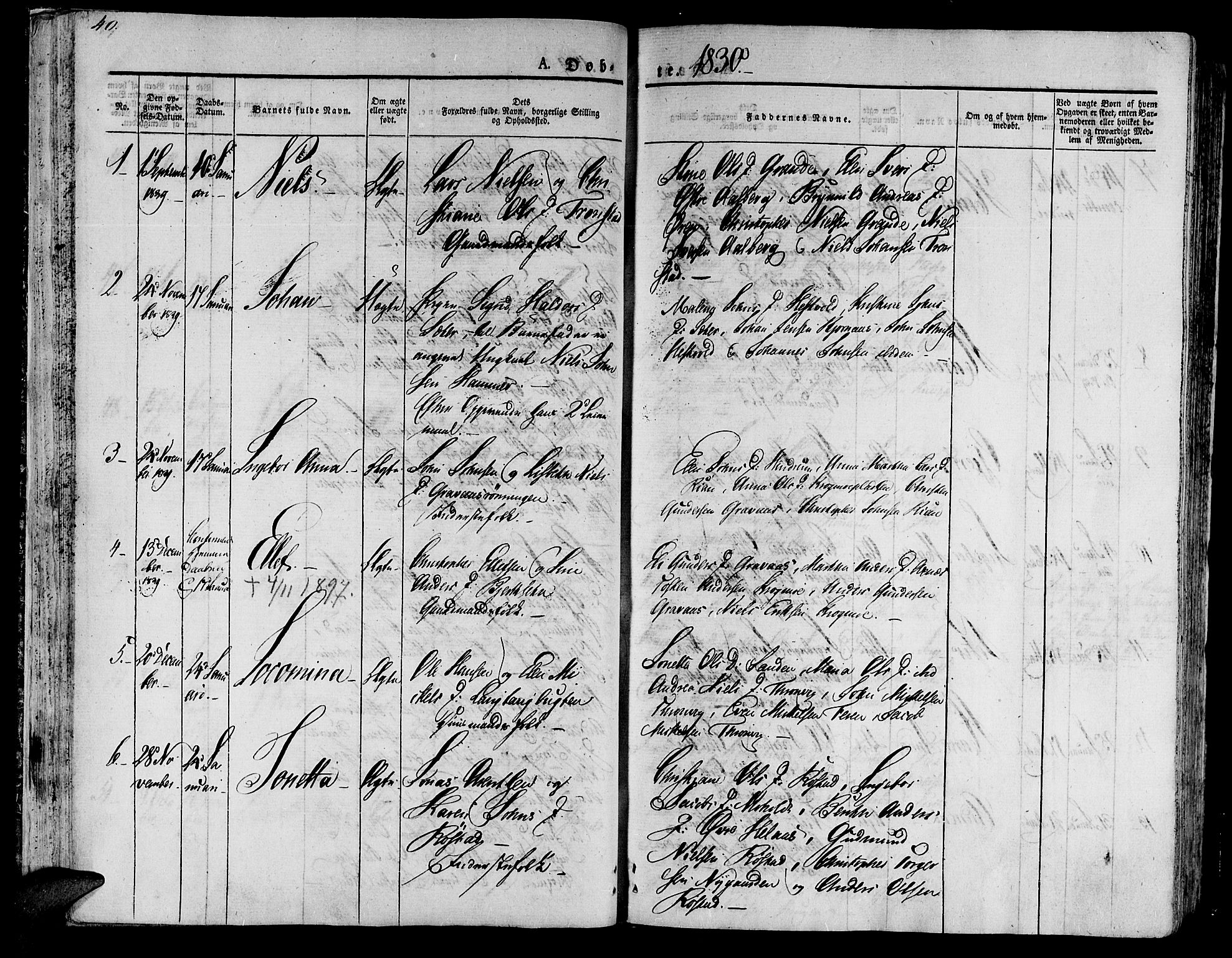 Ministerialprotokoller, klokkerbøker og fødselsregistre - Nord-Trøndelag, AV/SAT-A-1458/701/L0006: Parish register (official) no. 701A06, 1825-1841, p. 40