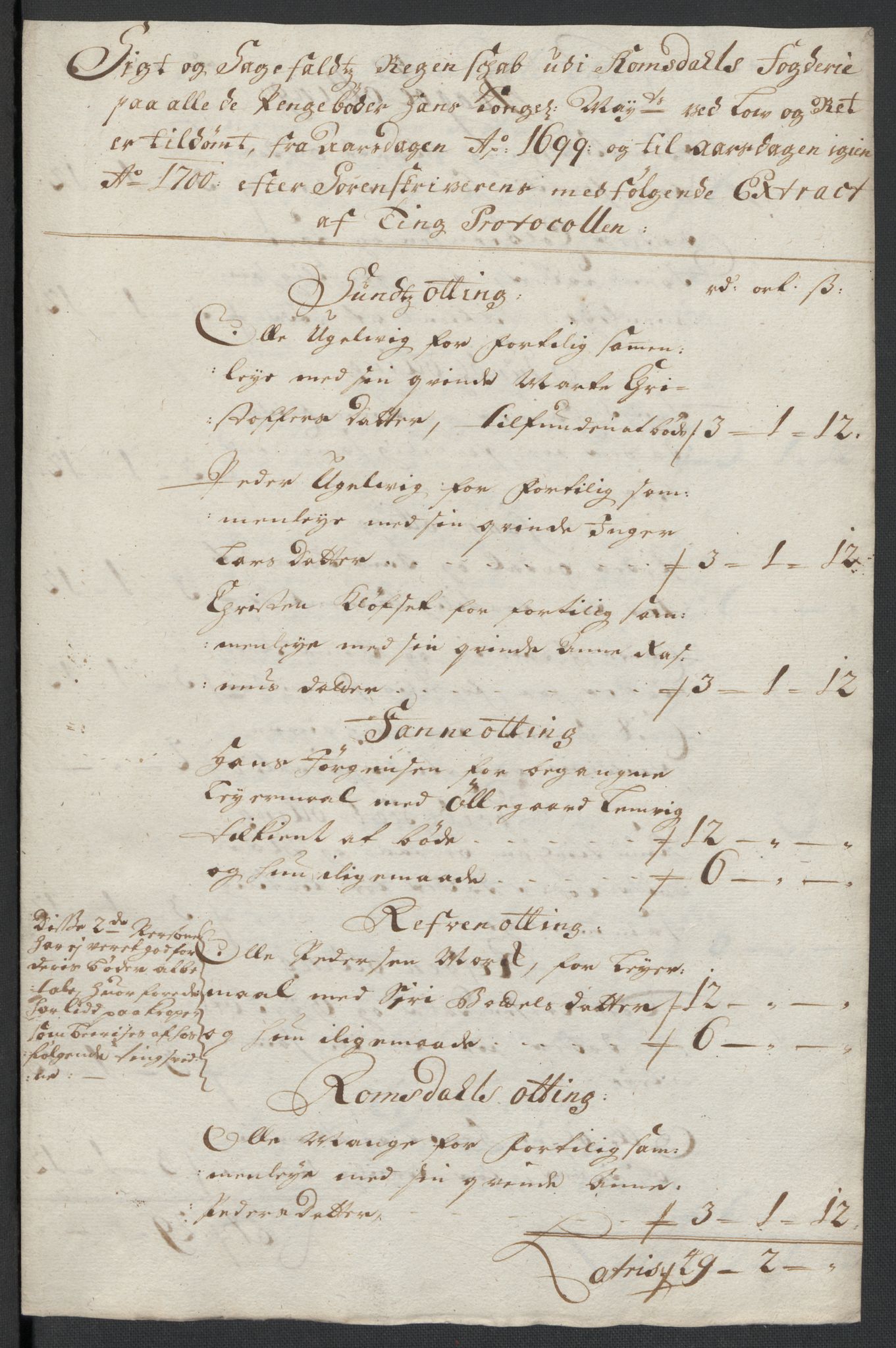 Rentekammeret inntil 1814, Reviderte regnskaper, Fogderegnskap, RA/EA-4092/R55/L3654: Fogderegnskap Romsdal, 1699-1700, p. 287